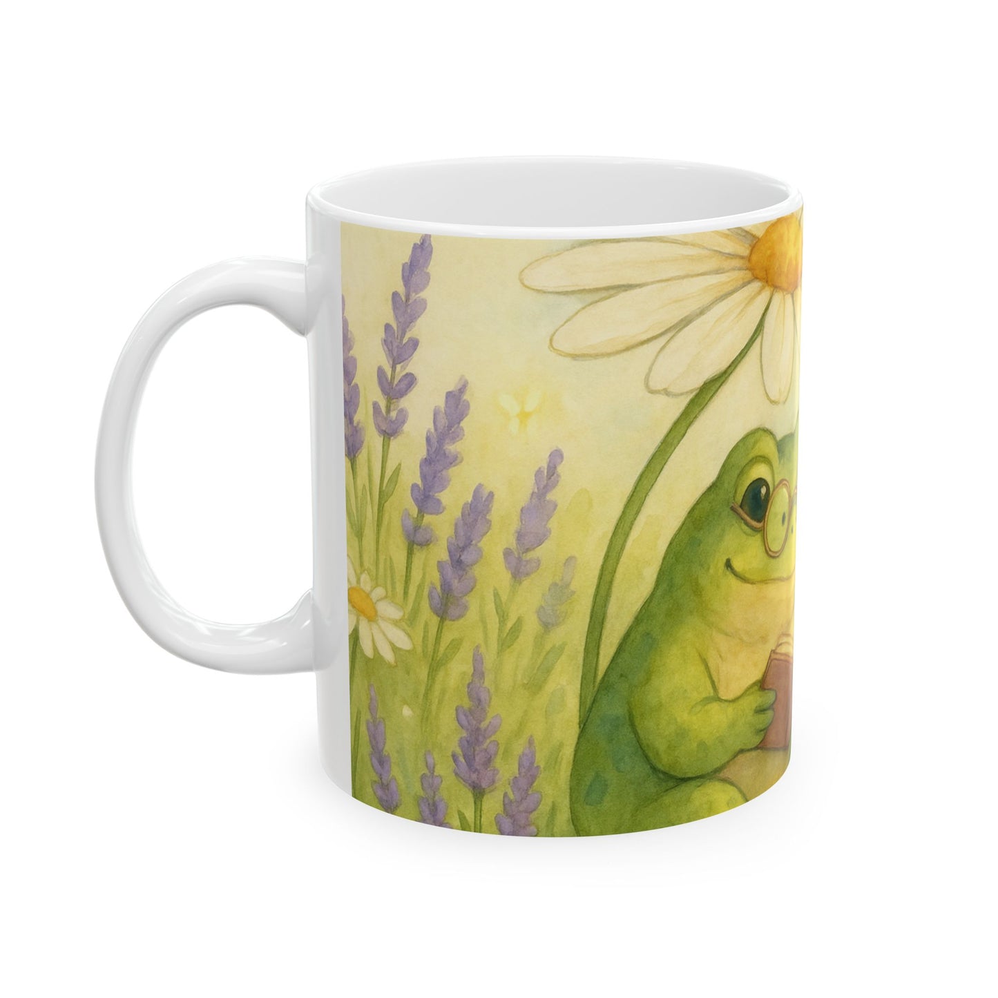 Whimsical Frog Reading Ceramic Mug - Perfect for Nature Lovers, Gift for Teachers, Cozy Mornings, Springtime, Eco-friendly