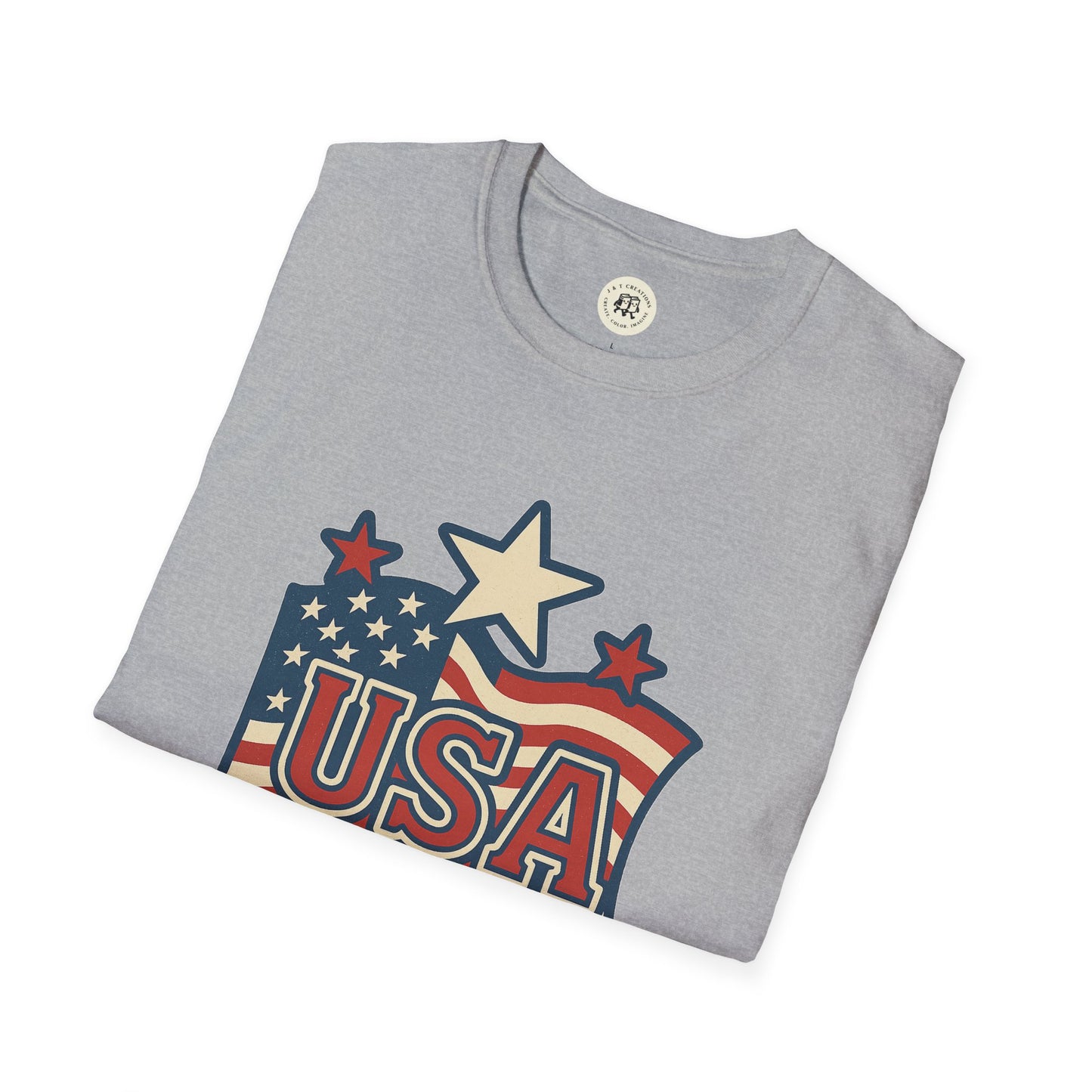 USA Flag T-Shirt with Retro Star Design