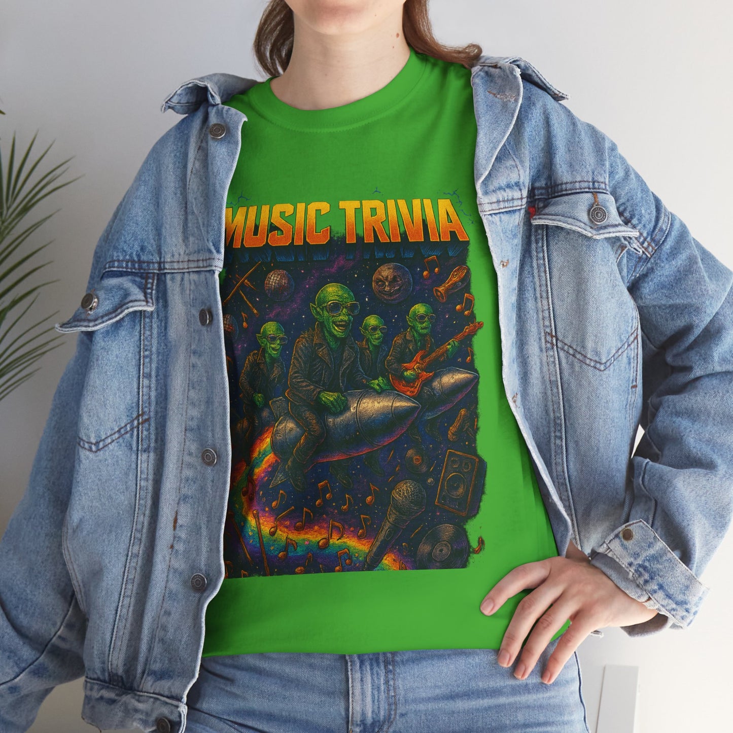 Music Trivia T-Shirt with Retro Alien Band Design