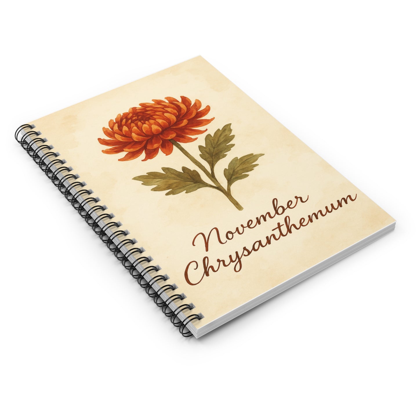 November Birth Flower Spiral Notebook - Ruled Line, Birthday Gifts, Floral Stationery, College Student Planner, Bullet Journal
