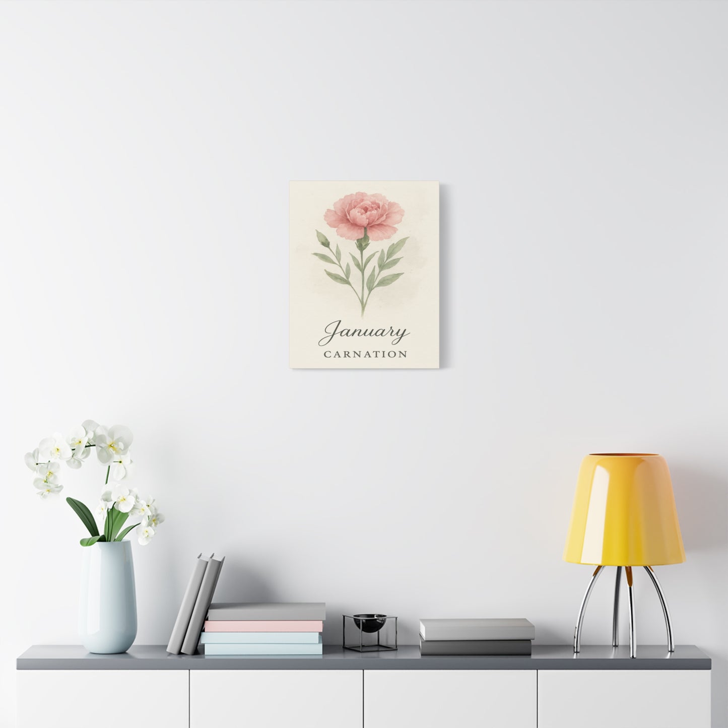 Canvas Wall Art, Pink Carnation Print, January Birth Flower, Birthday Gift, Stretched Matte Decor, 25 Inch