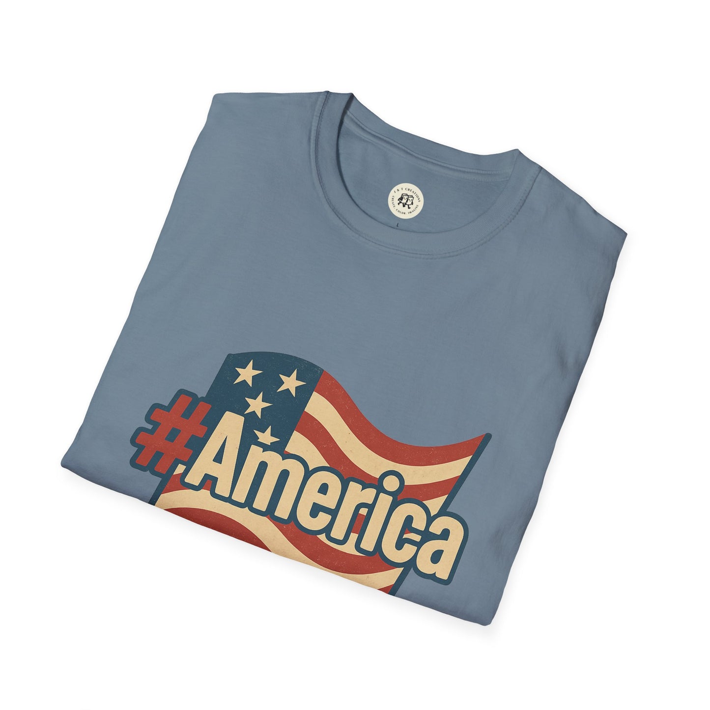 Fourth of July America T-Shirt with Flag Design