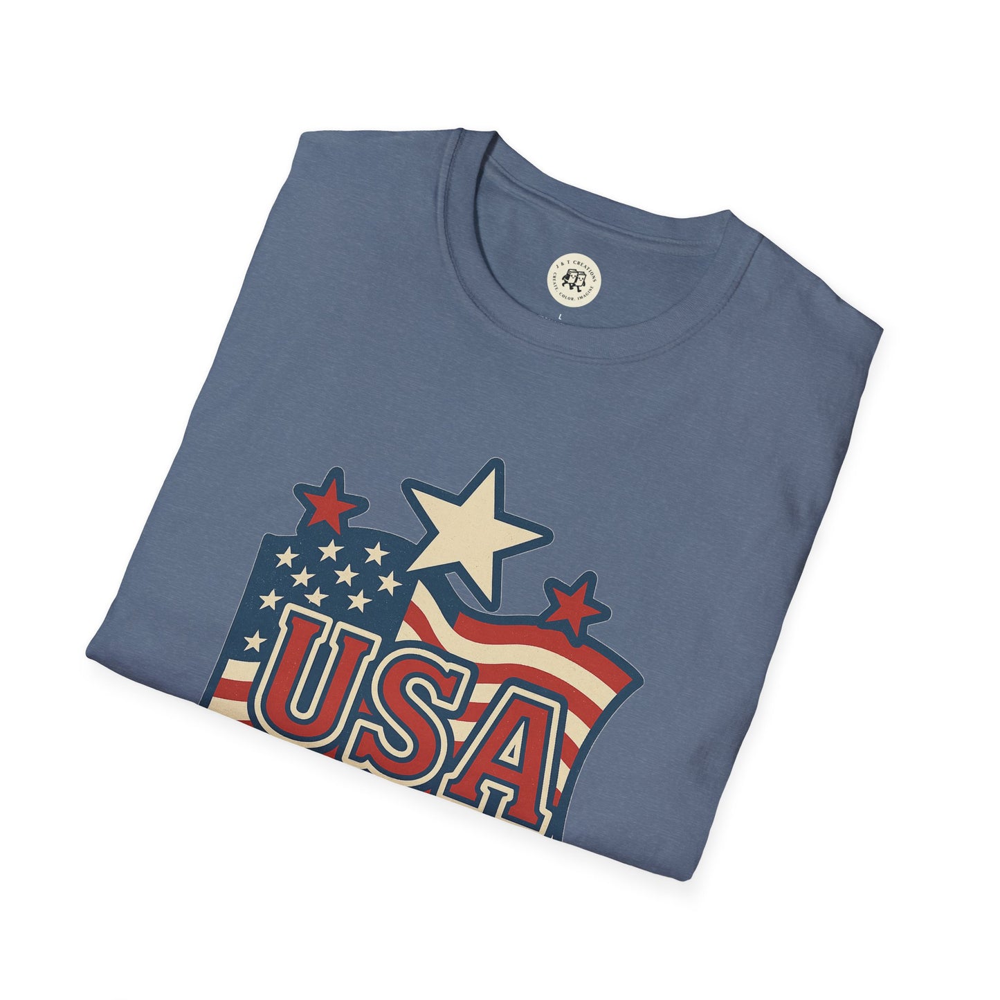 USA Flag T-Shirt with Retro Star Design