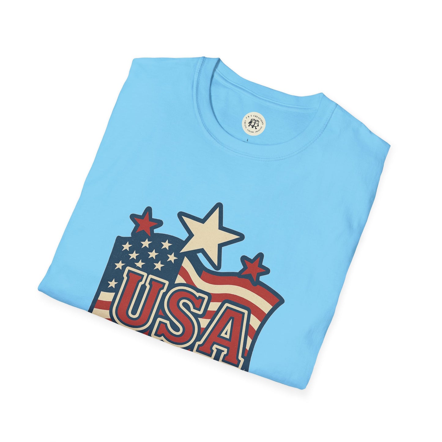 USA Flag T-Shirt with Retro Star Design