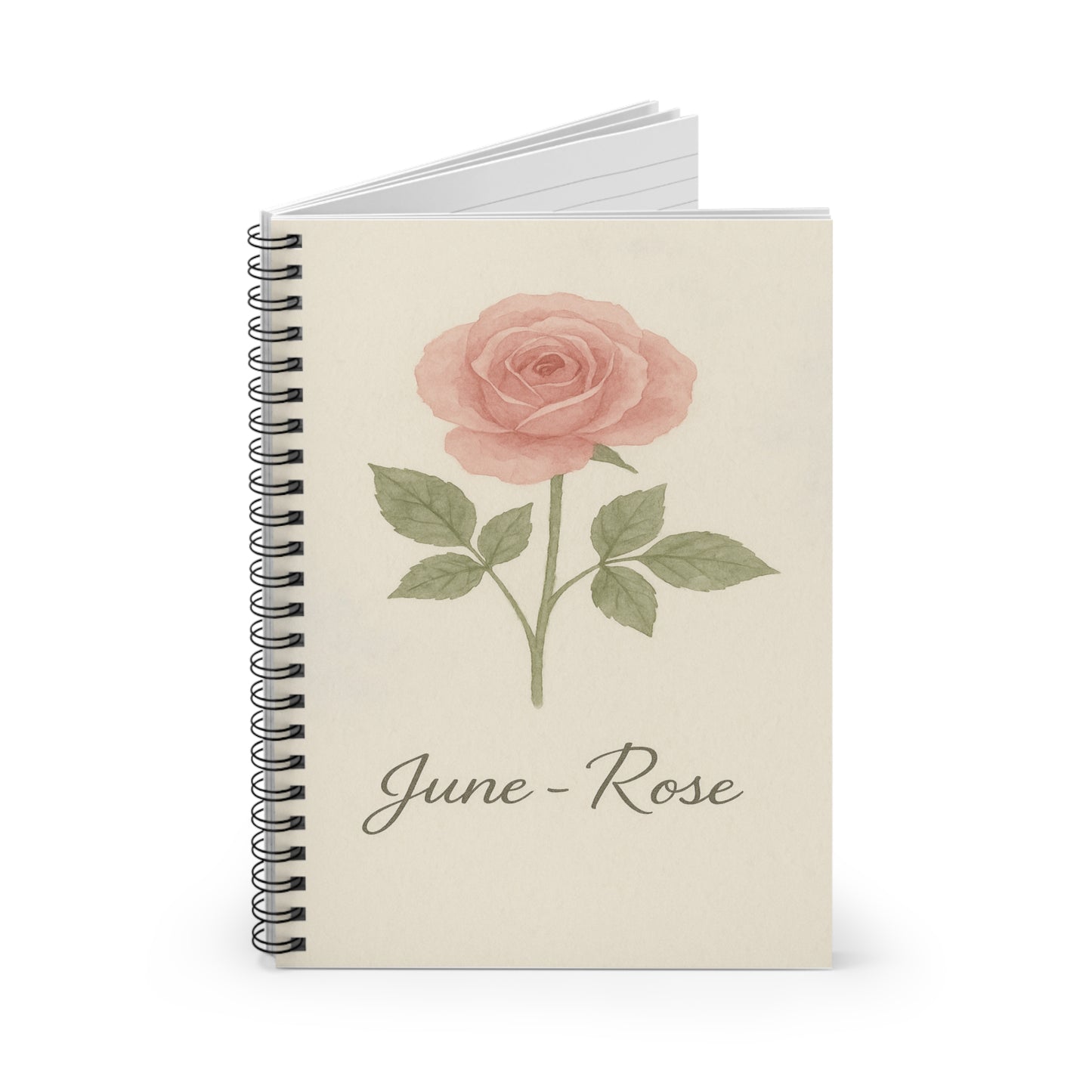 June Flower Notebook - Ruled Line, Birthday Gifts, Floral Stationery, College Student Planner, Bullet Journal