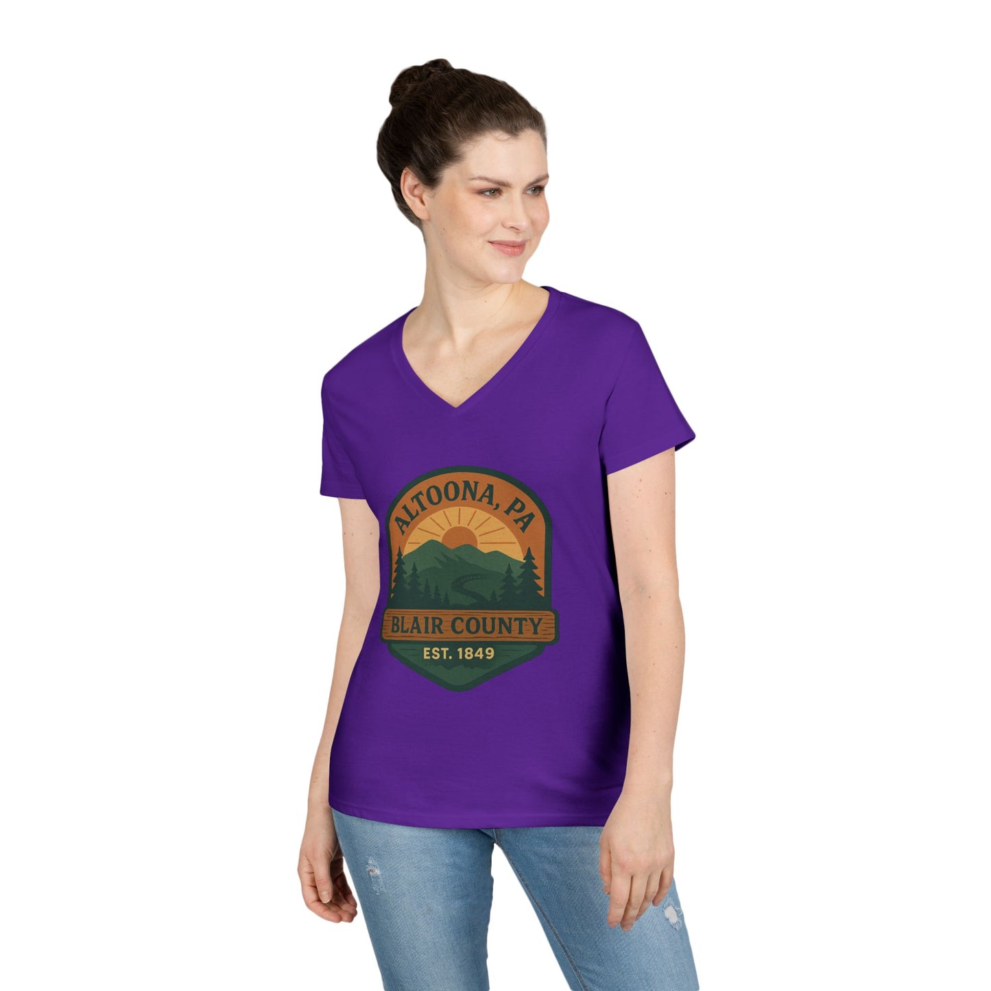 Altoona PA Mountain T-Shirt V-Neck Tee