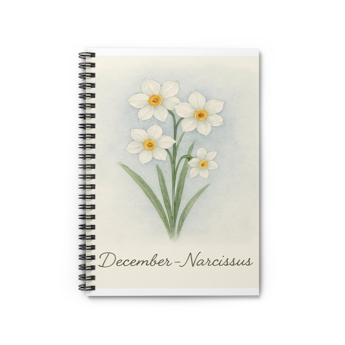 December Birth Flower Spiral Notebook - Ruled Line, Birthday Gifts, Floral Stationery, College Student Planner, Bullet Journal