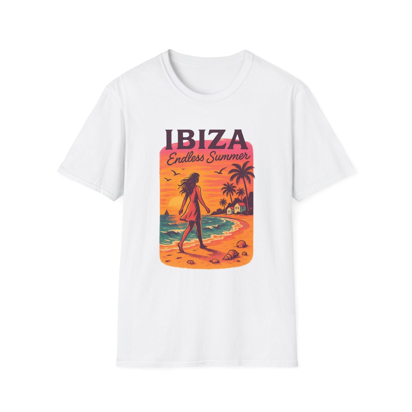 Ibiza Beach Sunset T-Shirt | Mediterranean Summer Tee | Italian Greece Coastal Shirt | Travel Lover Graphic | Boho Style