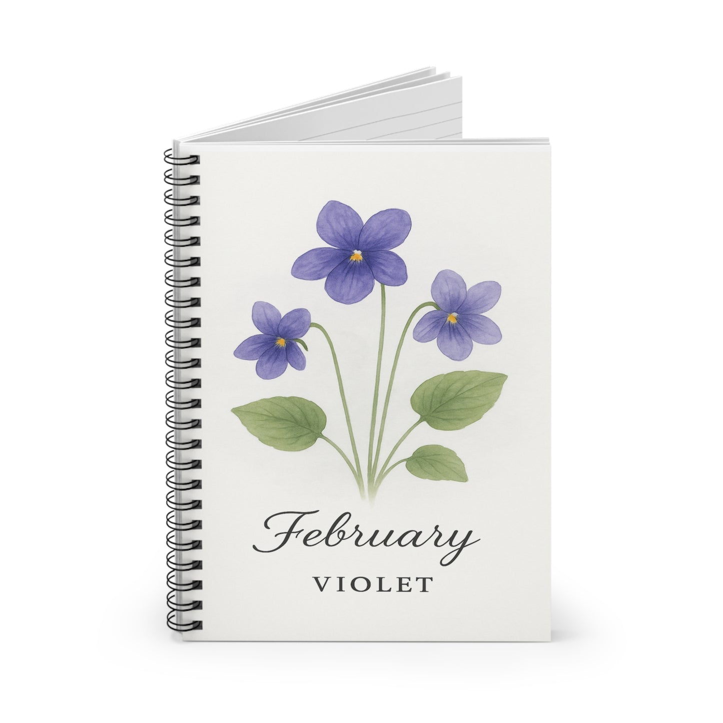 February Flower Notebook - Ruled Line, Birthday Gifts, Floral Stationery, College Student Planner, Bullet Journal