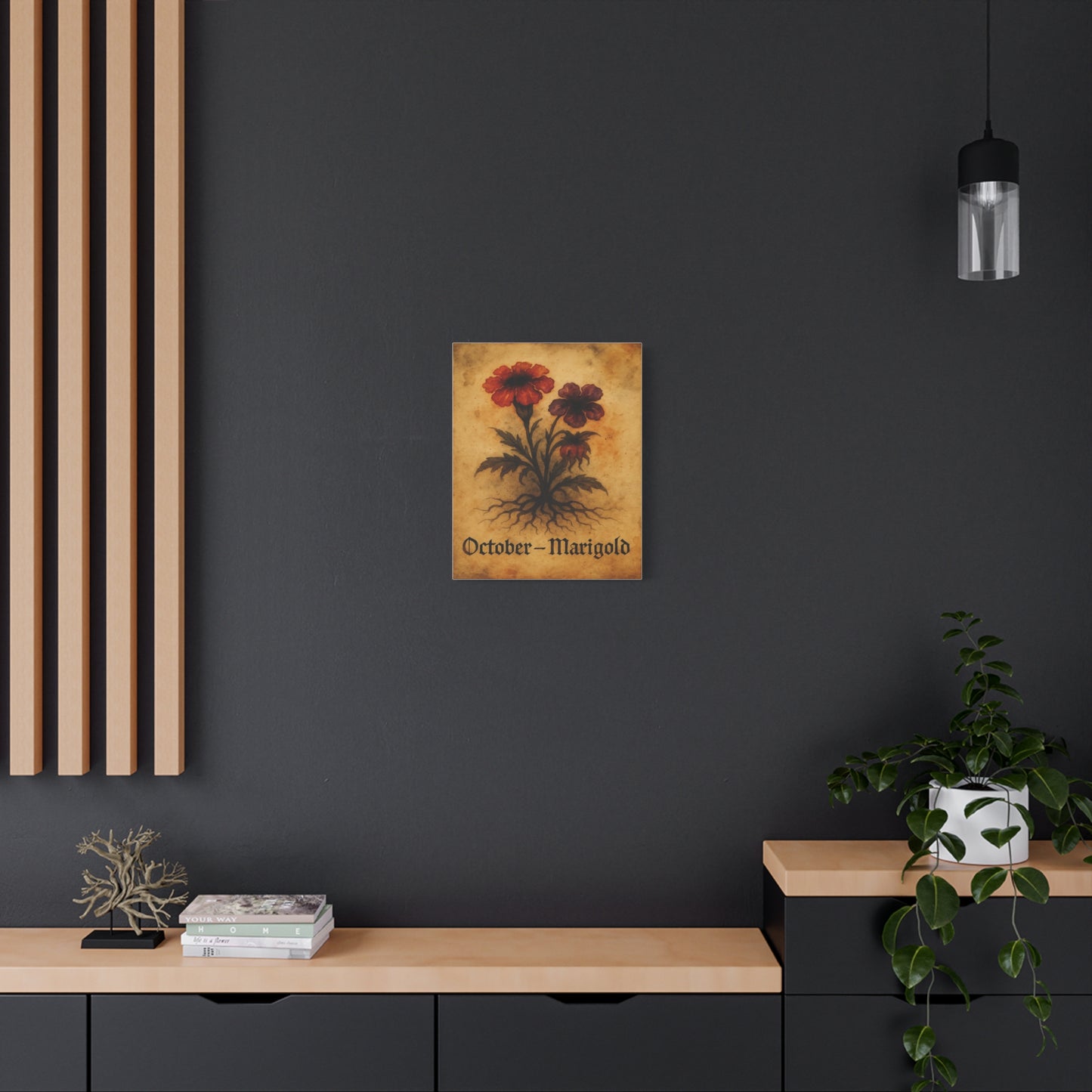 Haunted October Birth Flower, Birthday Gift, Stretched Matte Decor, 25 Inch