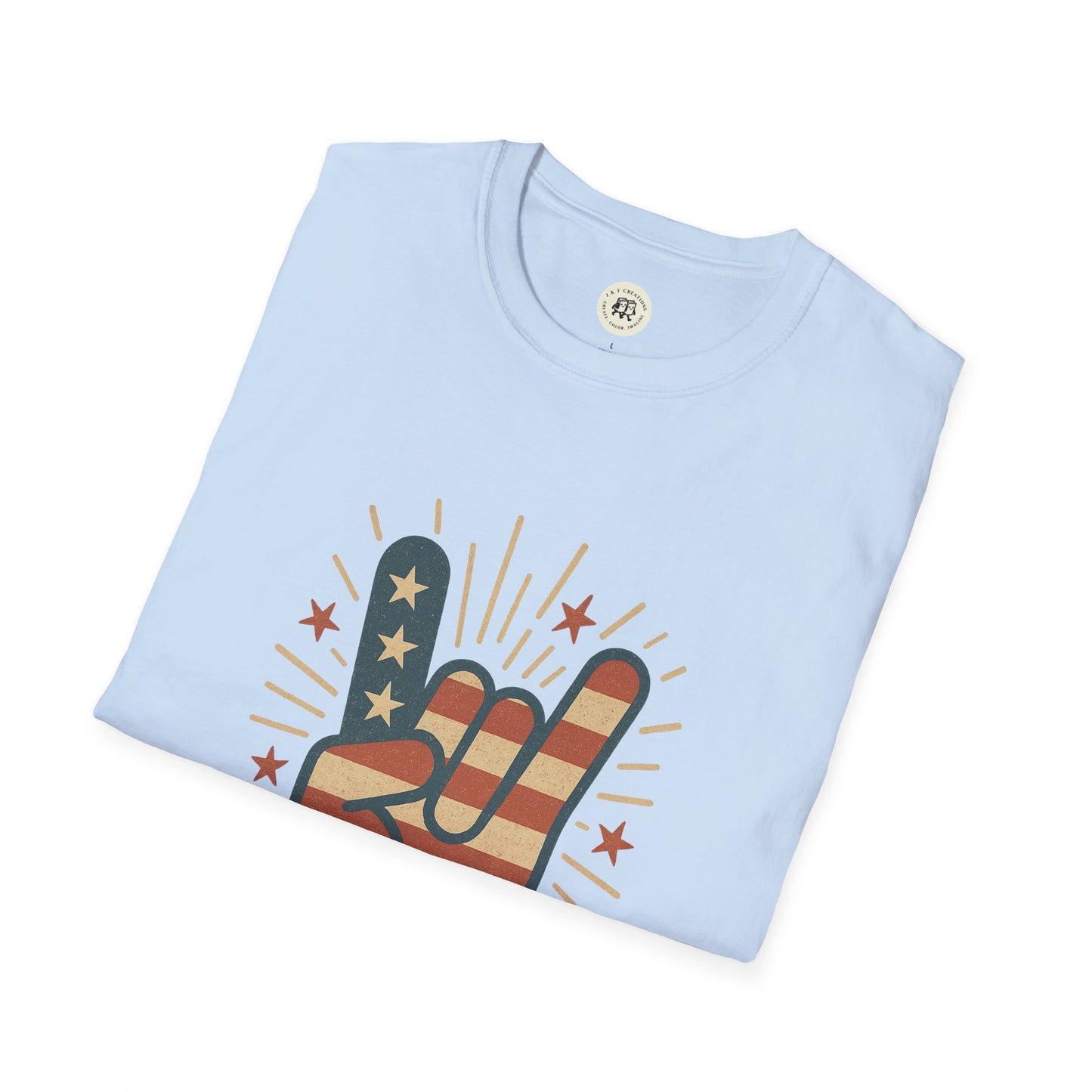 Patriotic Rock T-Shirt with American Flag Design