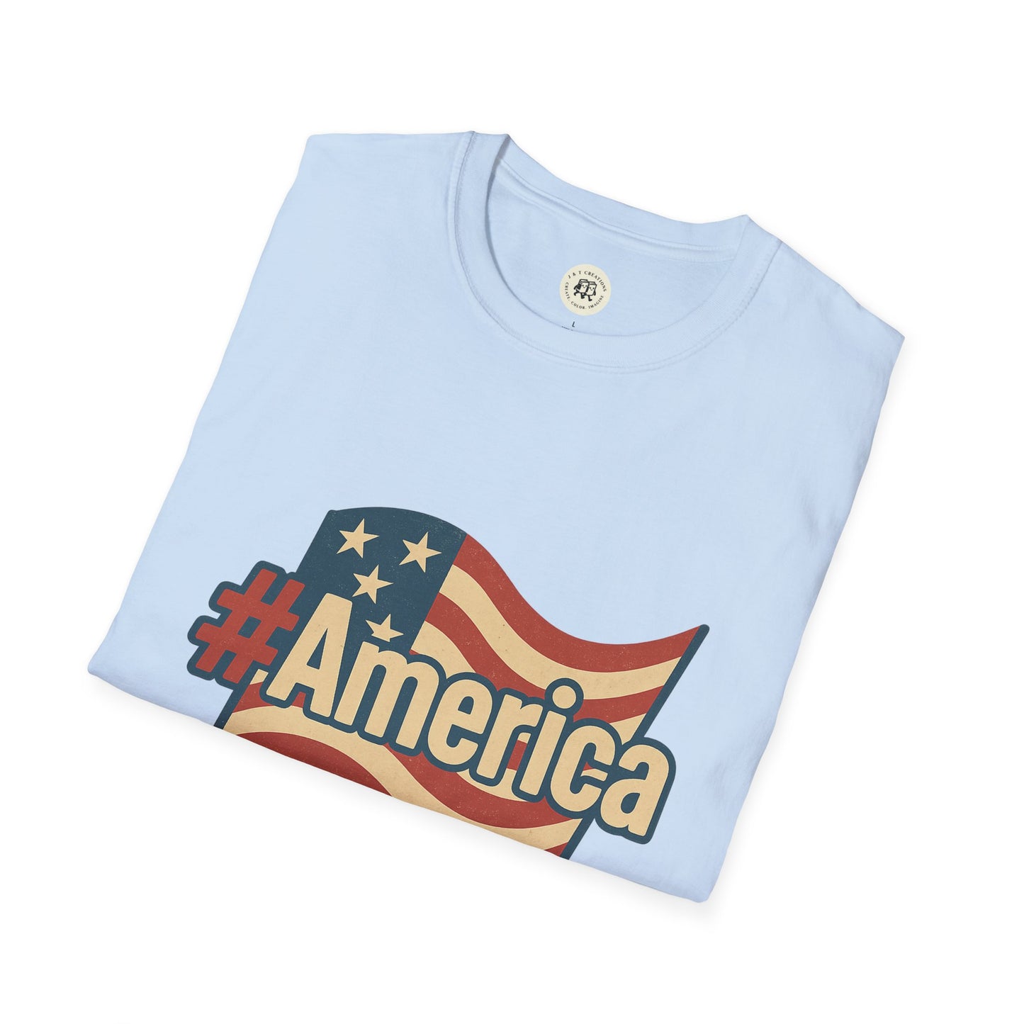 Fourth of July America T-Shirt with Flag Design