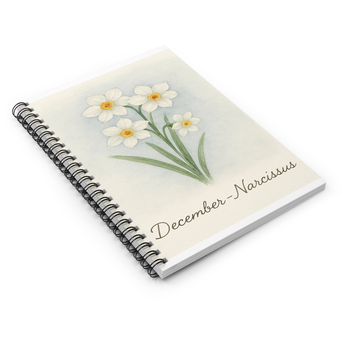 December Birth Flower Spiral Notebook - Ruled Line, Birthday Gifts, Floral Stationery, College Student Planner, Bullet Journal