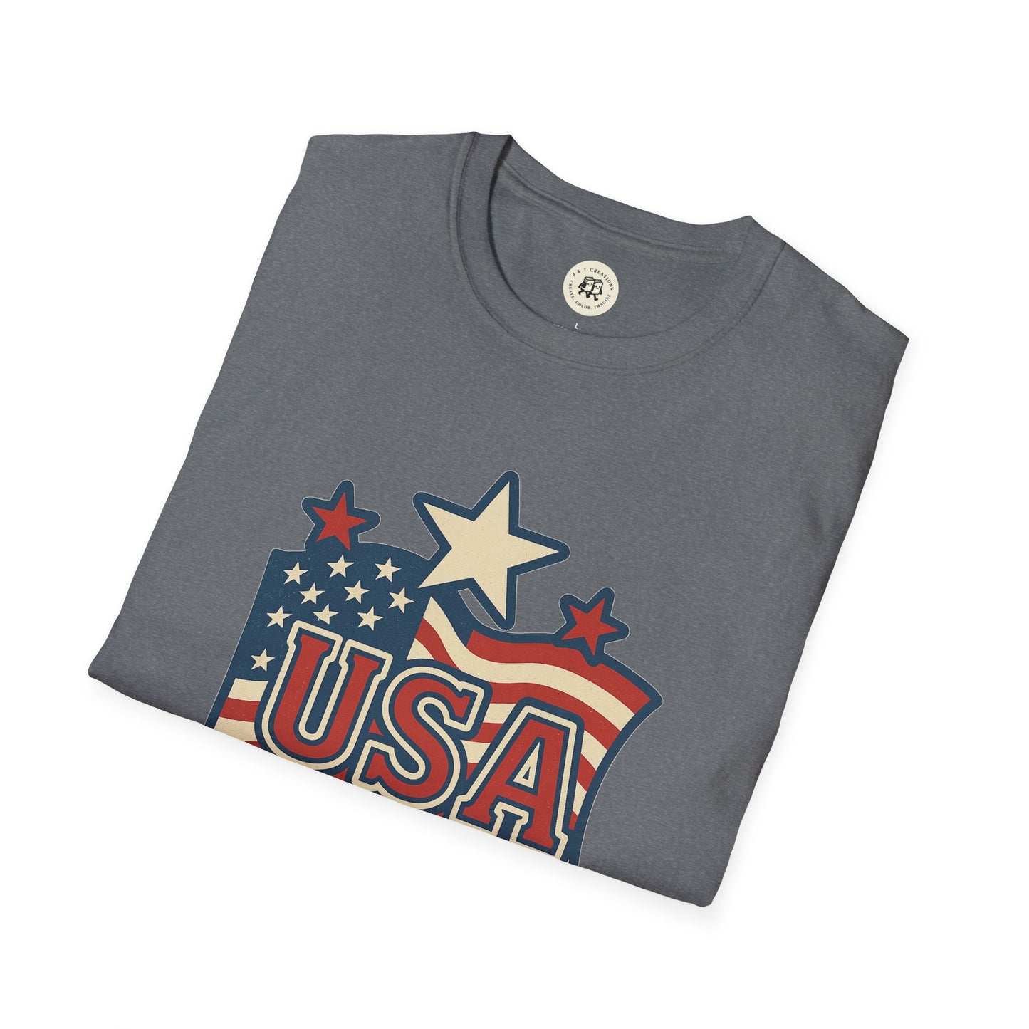 USA Flag T-Shirt with Retro Star Design