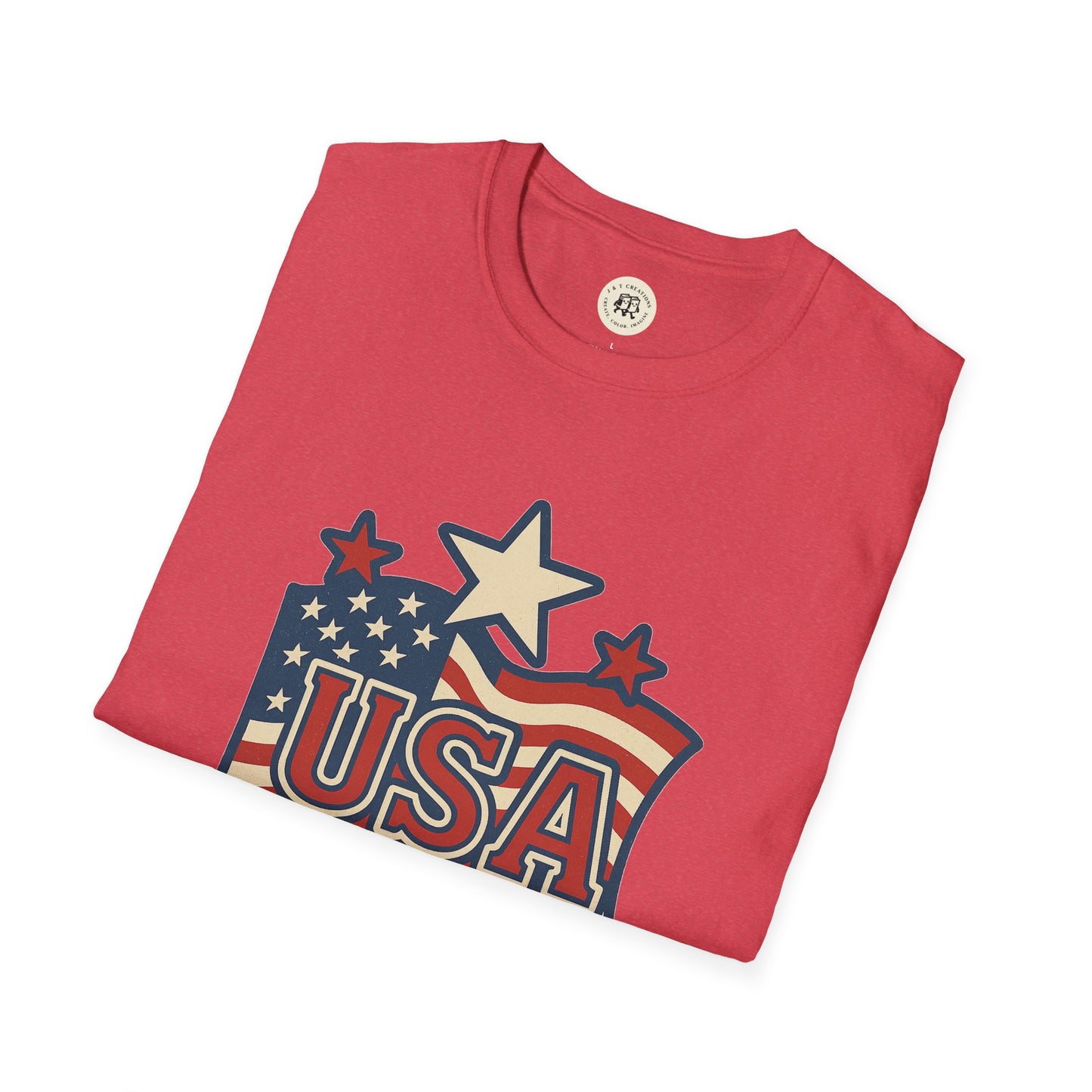 USA Flag T-Shirt with Retro Star Design