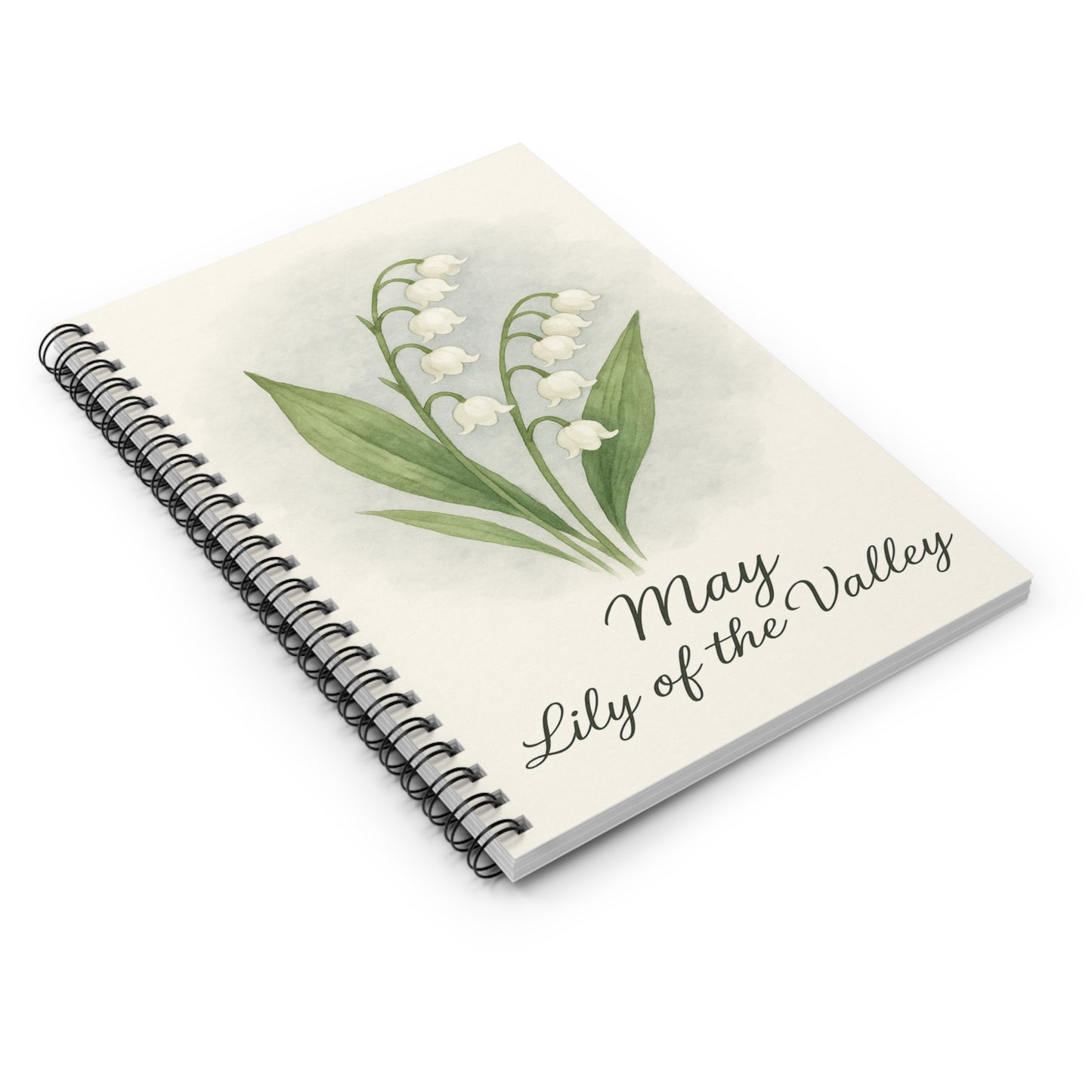 May Birth Flower Spiral Notebook - Ruled Line, Birthday Gifts, Floral Stationery, College Student Planner, Bullet Journal
