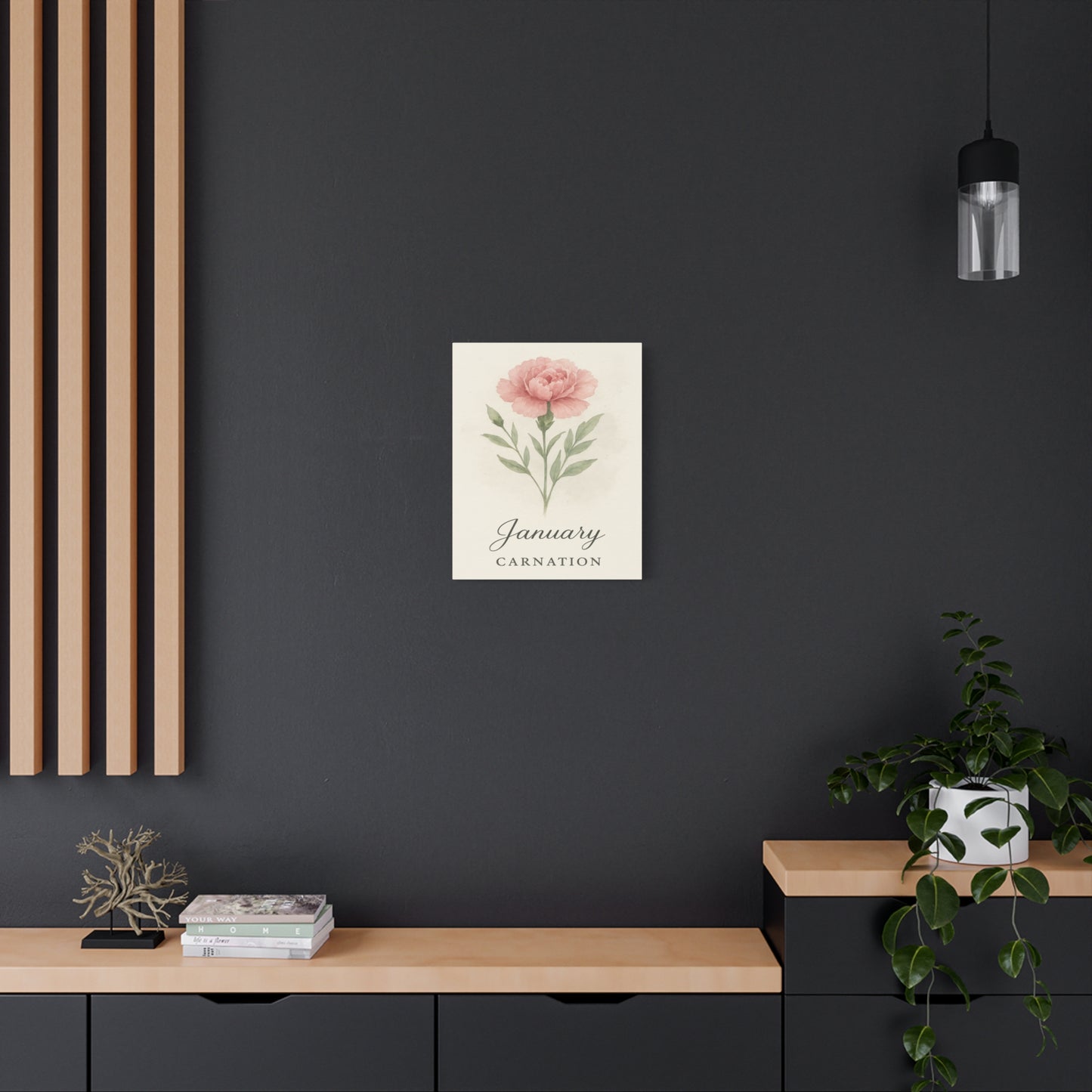 Canvas Wall Art, Pink Carnation Print, January Birth Flower, Birthday Gift, Stretched Matte Decor, 25 Inch
