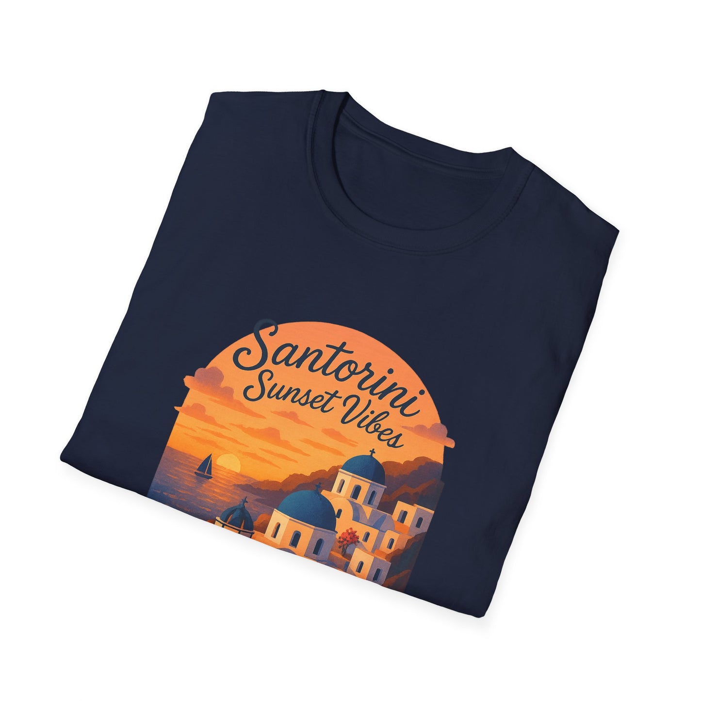 Santorini Sunset T-Shirt | Greece Mediterranean Travel Shirt | Greek Island Summer Tee | Coastal Graphic | Wanderlust Gift