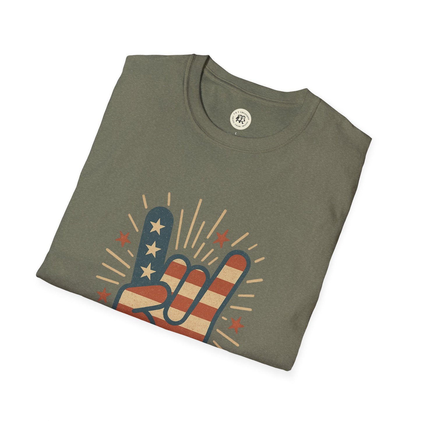 Patriotic Rock T-Shirt with American Flag Design