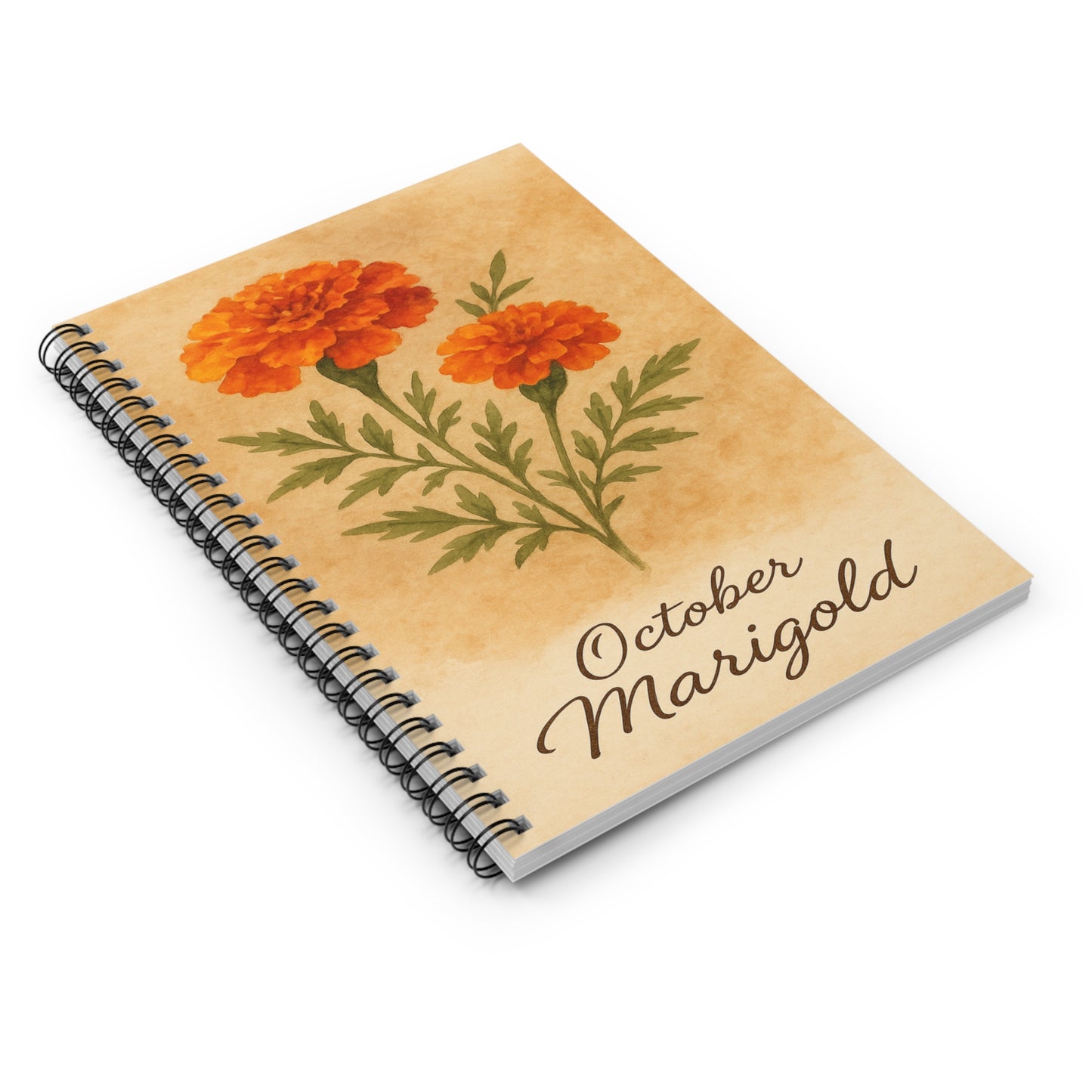 October Flower Notebook - Ruled Line, Birthday Gifts, Floral Stationery, College Student Planner, Bullet Journal