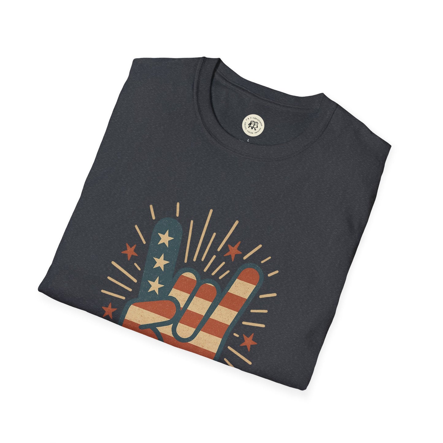 Patriotic Rock T-Shirt with American Flag Design