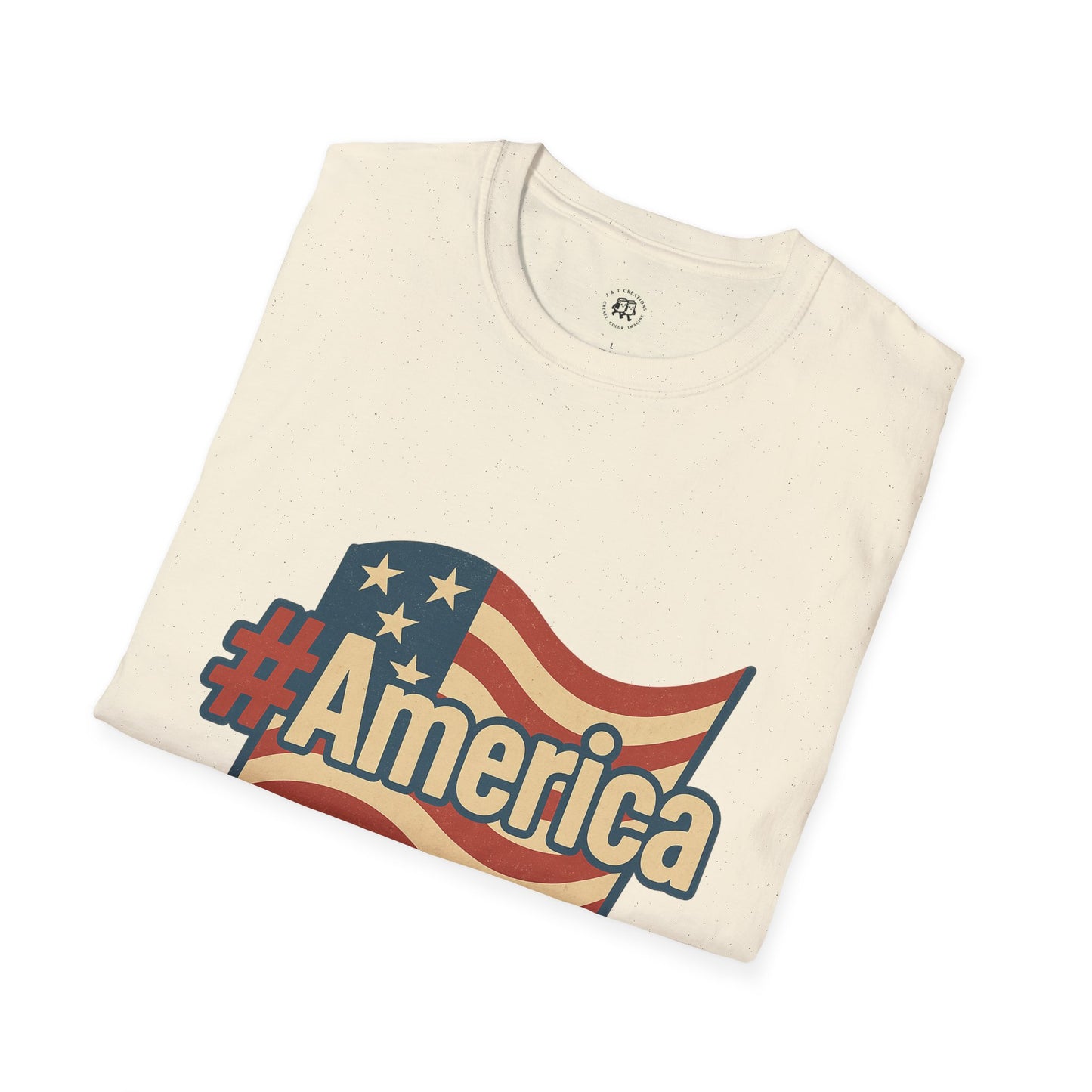Fourth of July America T-Shirt with Flag Design