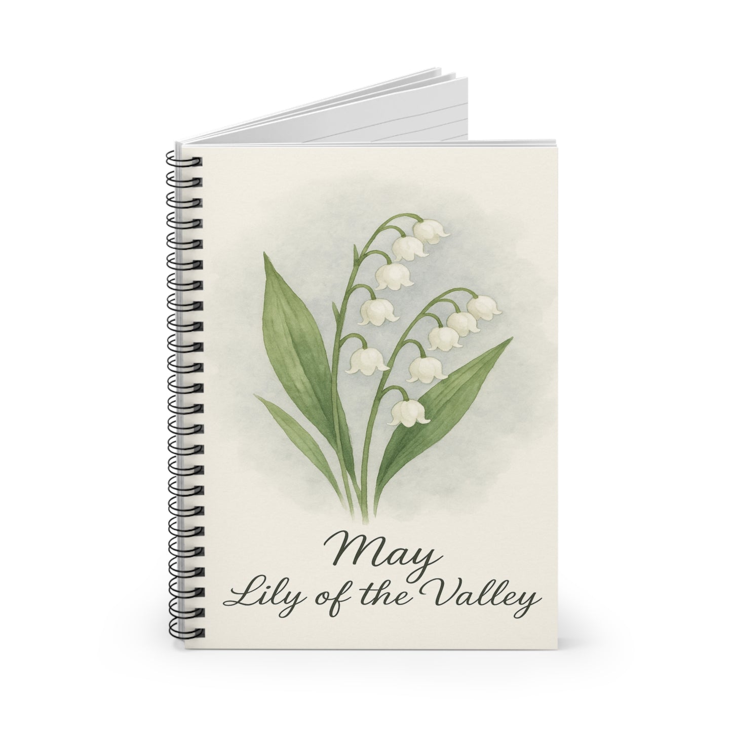 May Birth Flower Spiral Notebook - Ruled Line, Birthday Gifts, Floral Stationery, College Student Planner, Bullet Journal