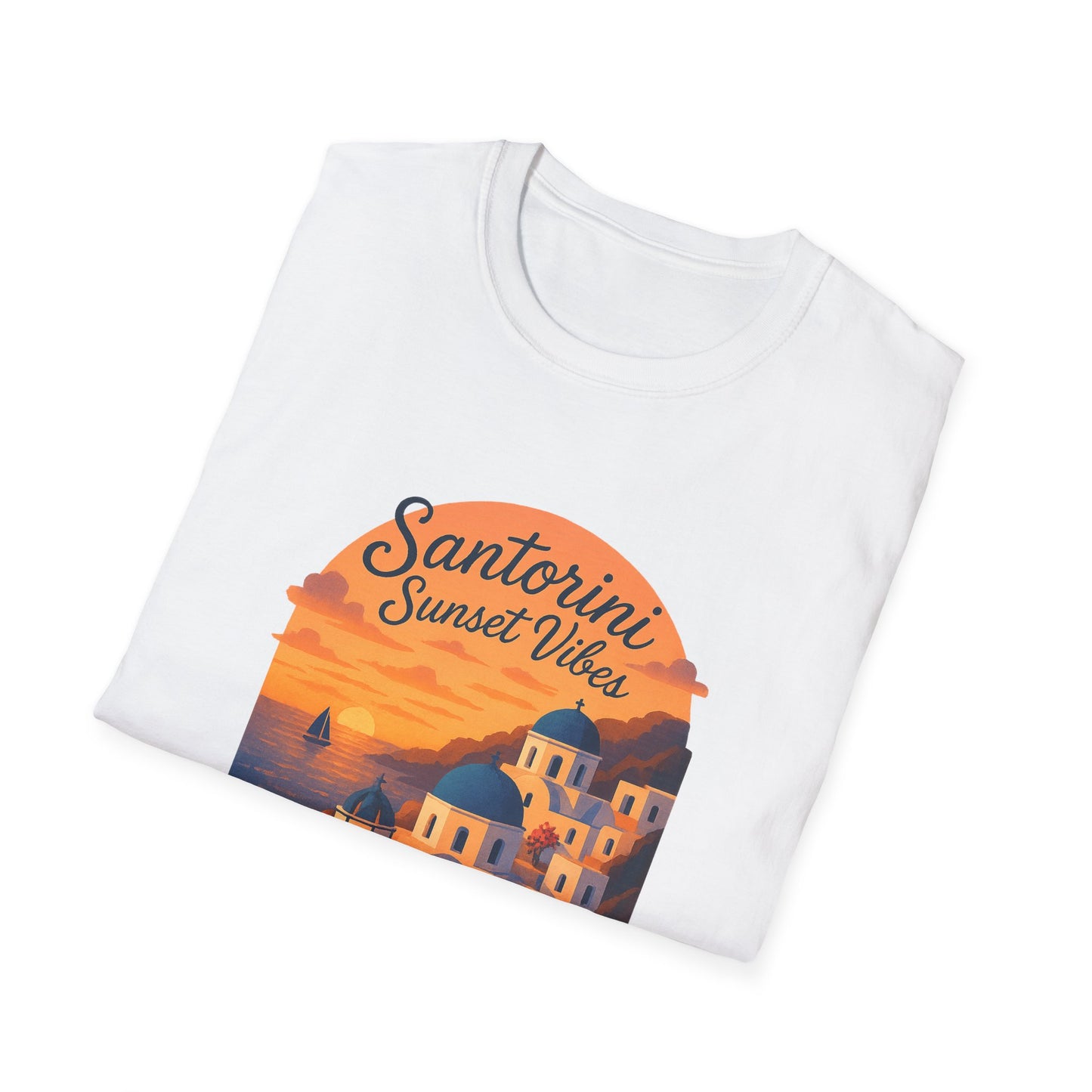 Santorini Sunset T-Shirt | Greece Mediterranean Travel Shirt | Greek Island Summer Tee | Coastal Graphic | Wanderlust Gift