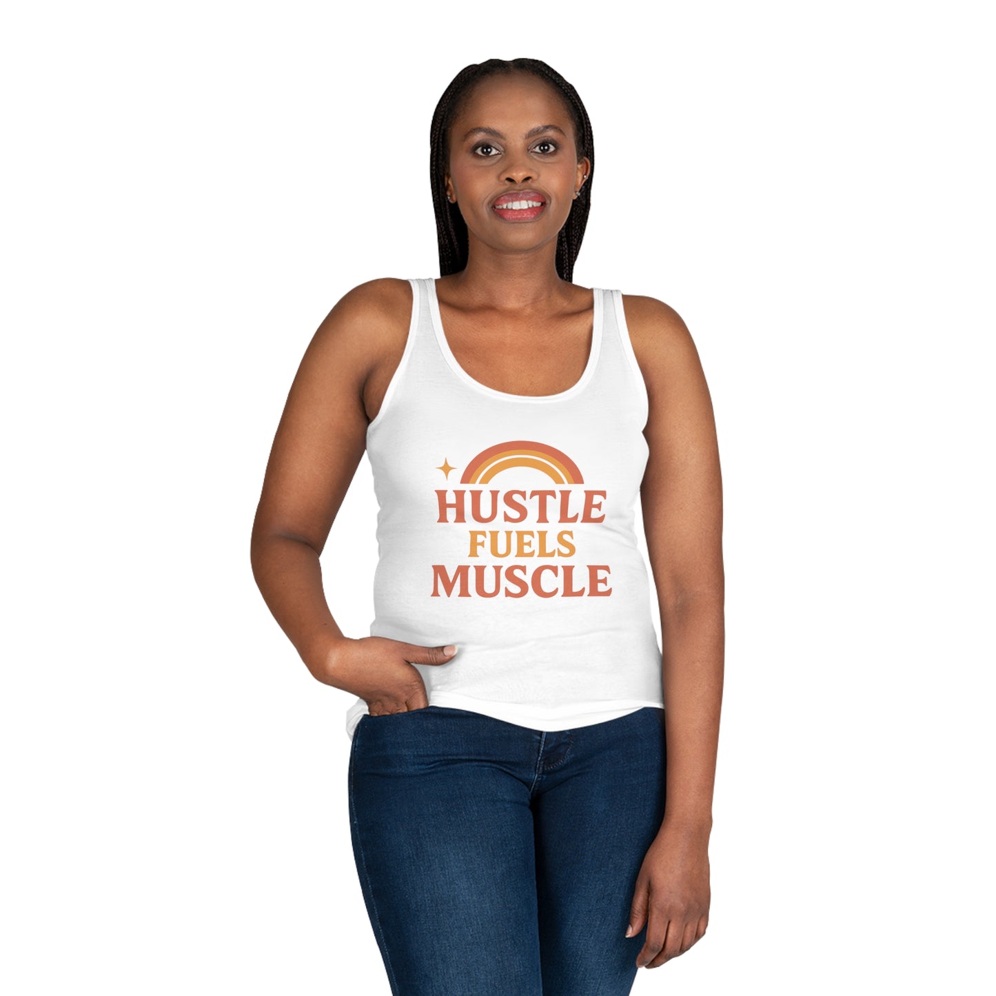 Hustle Fuels Muscle Women's Tank Top | Motivational Workout Tee | Fitness Gift for Her | Positive Affirmation Apparel | Exercise Shirt