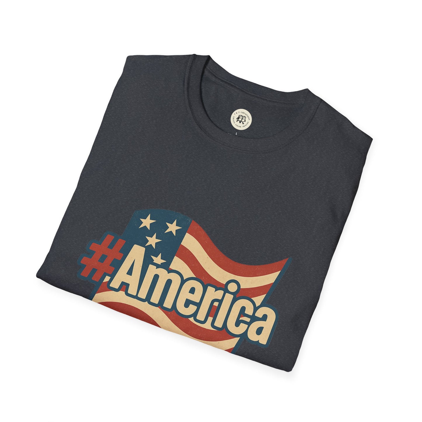 Fourth of July America T-Shirt with Flag Design