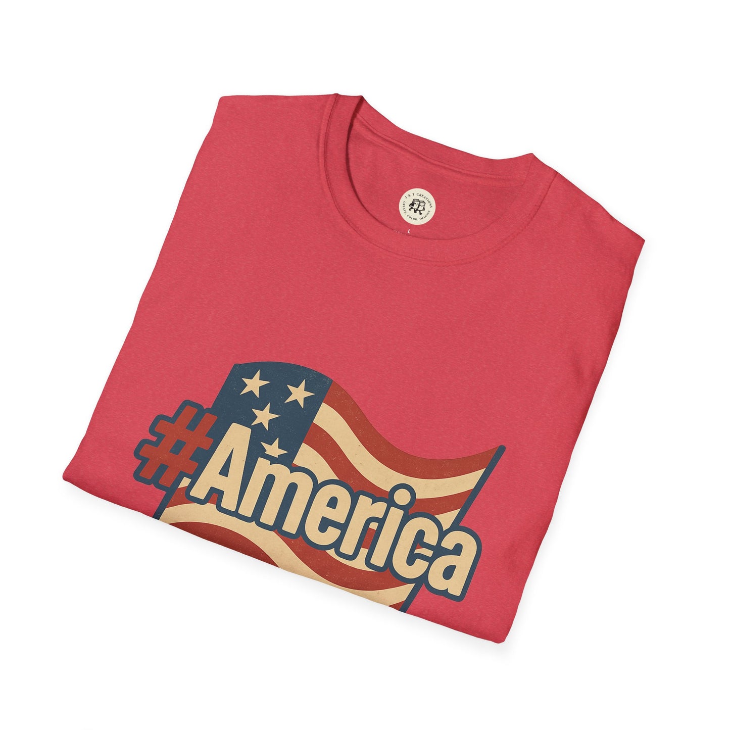 Fourth of July America T-Shirt with Flag Design