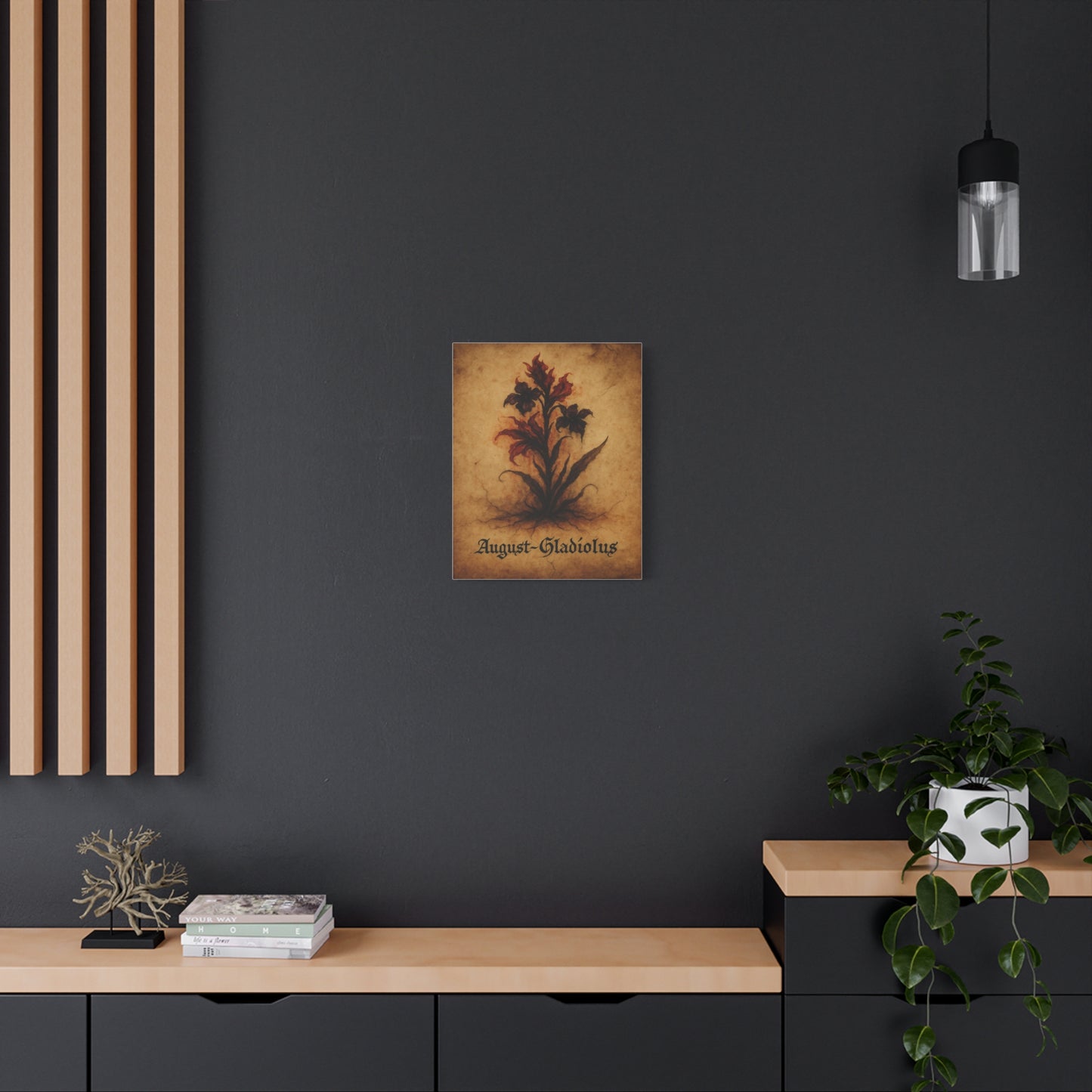 Haunted August Birth Flower, Birthday Gift, Stretched Matte Decor, 25 Inch