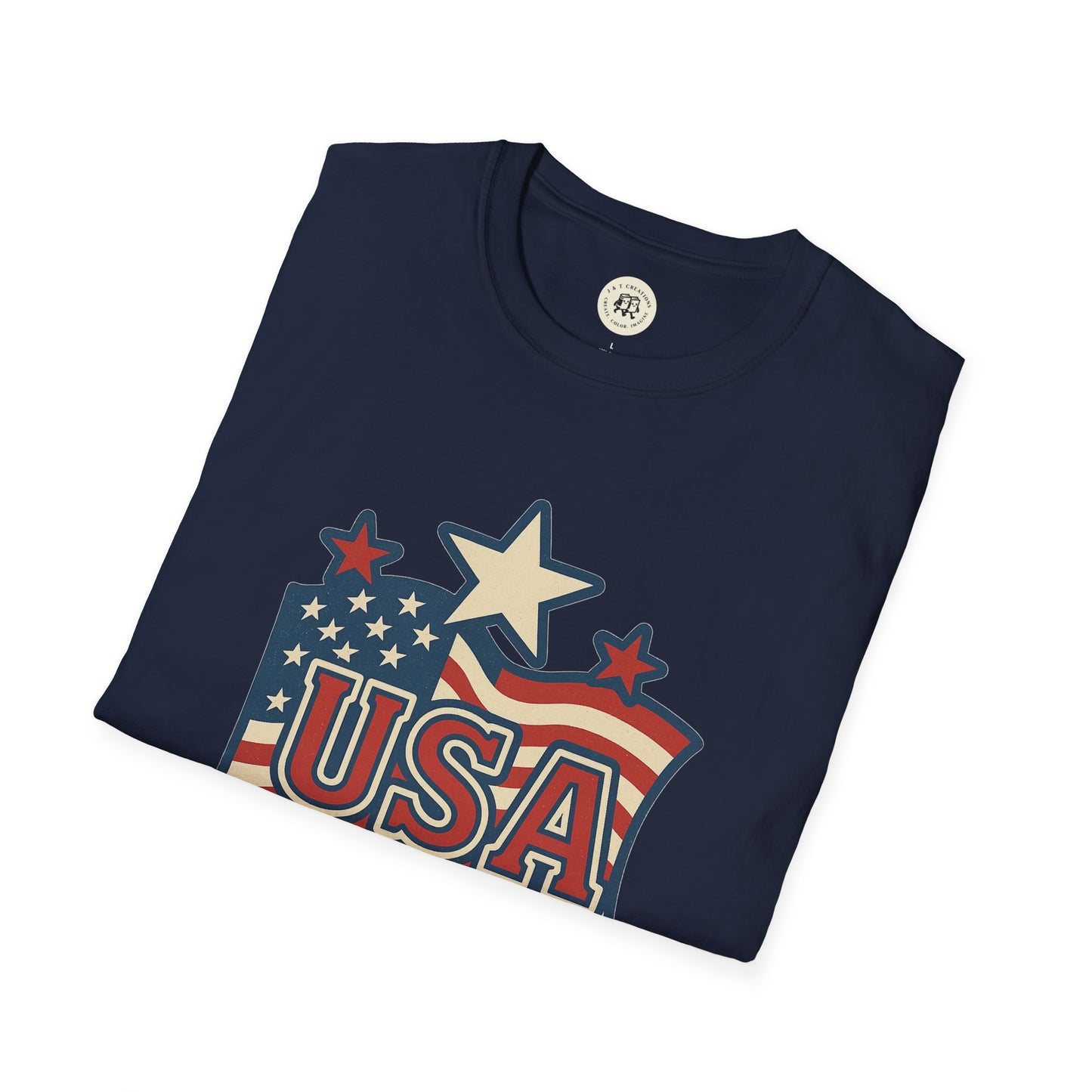 USA Flag T-Shirt with Retro Star Design