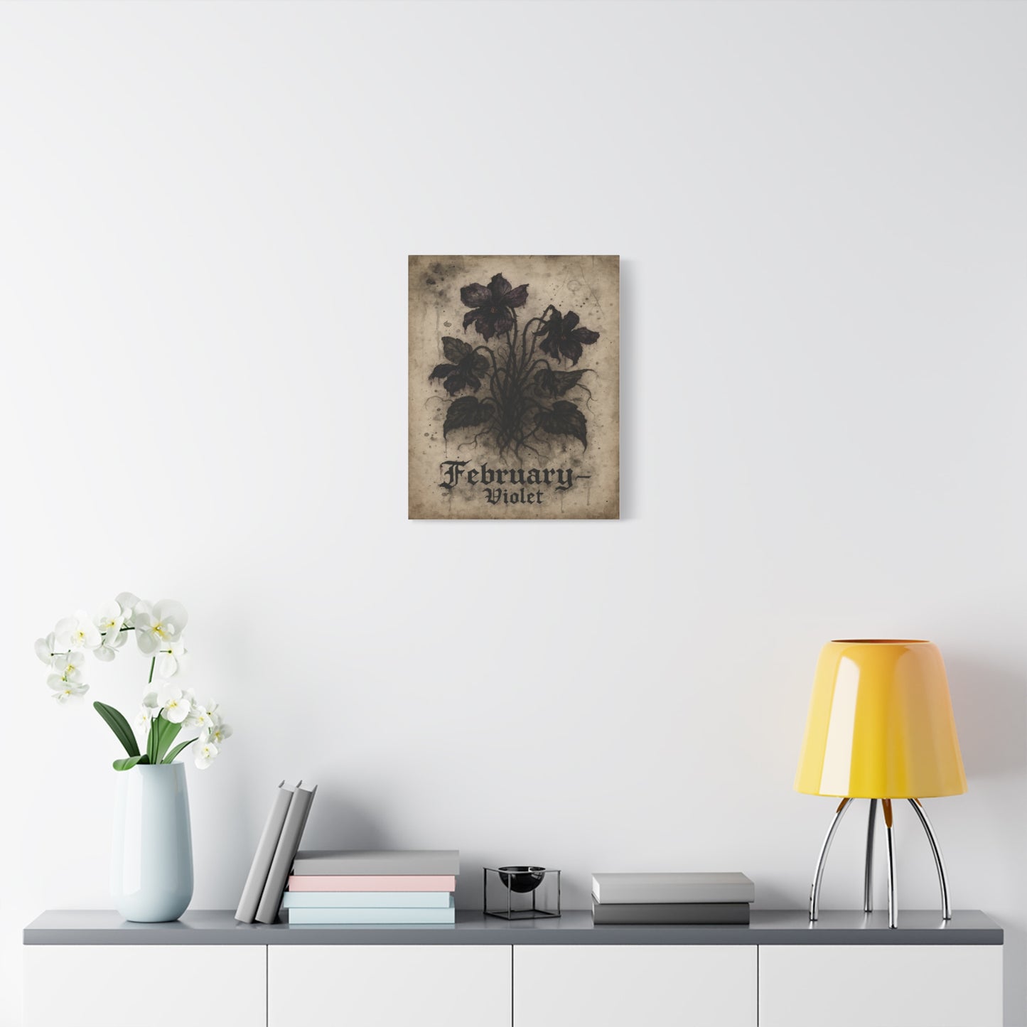 Haunted February Birth Flower, Birthday Gift, Stretched Matte Decor, 25 Inch