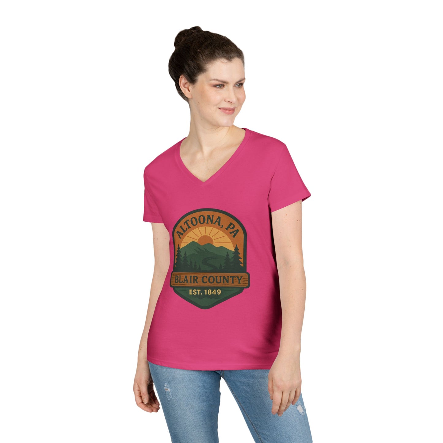 Altoona PA Mountain T-Shirt V-Neck Tee