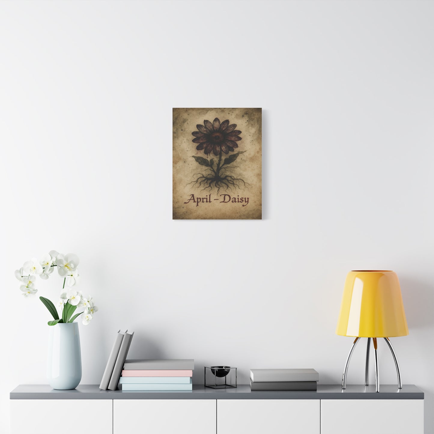 Haunted April Birth Flower, Birthday Gift, Stretched Matte Decor, 25 Inch
