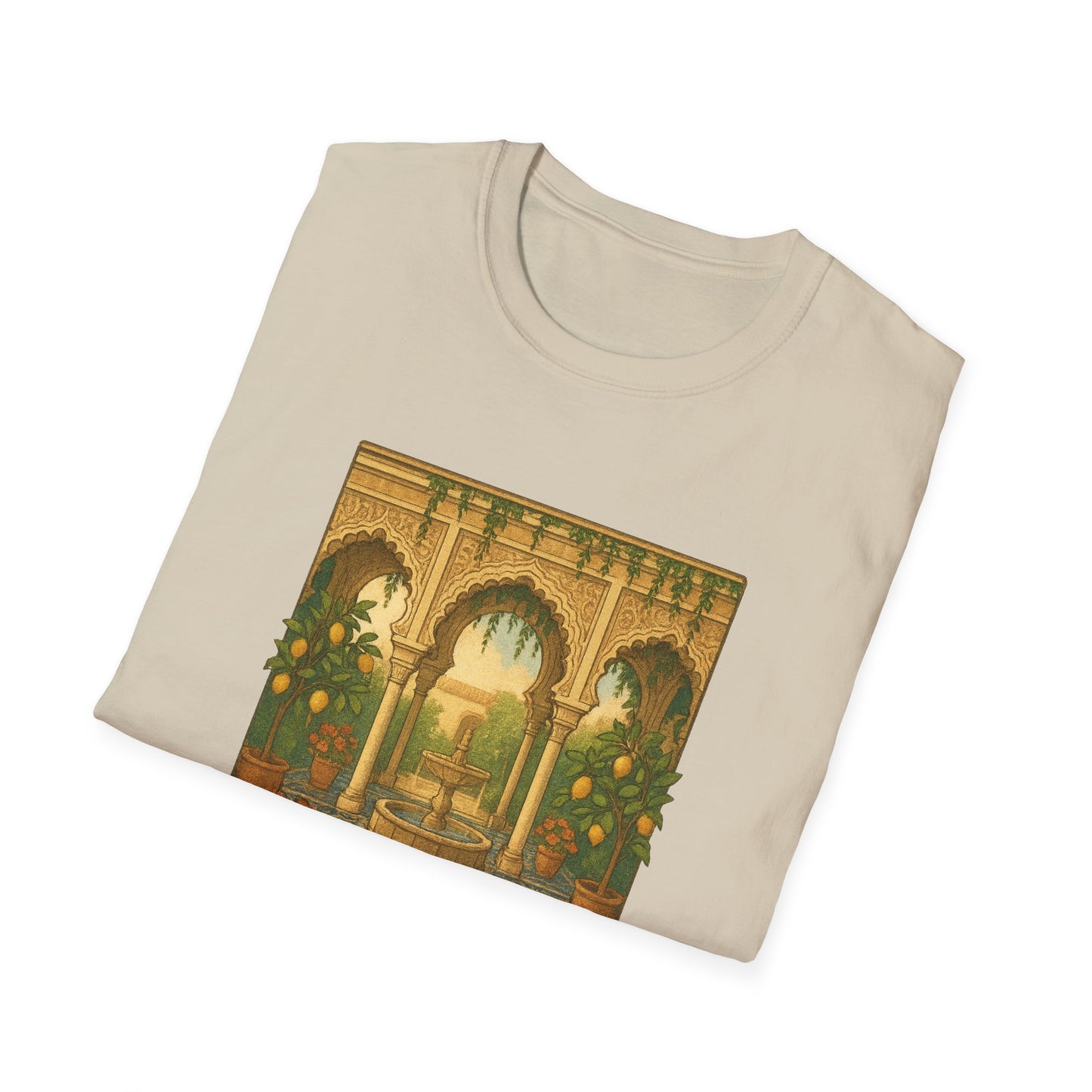 Seville Courtyard T-Shirt | Mediterranean Travel Shirt | Italy Greece Coastal Tee | Summer Graphic | Historic Style