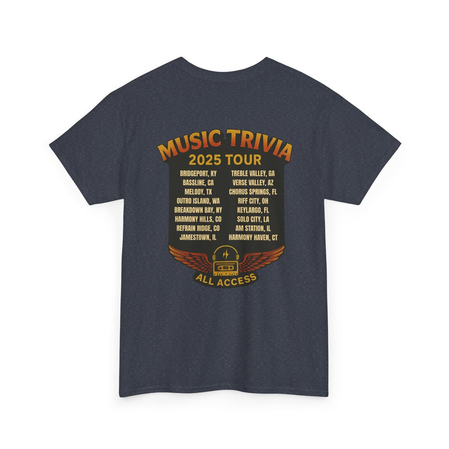 Music Trivia T-Shirt Vintage World Tour Design