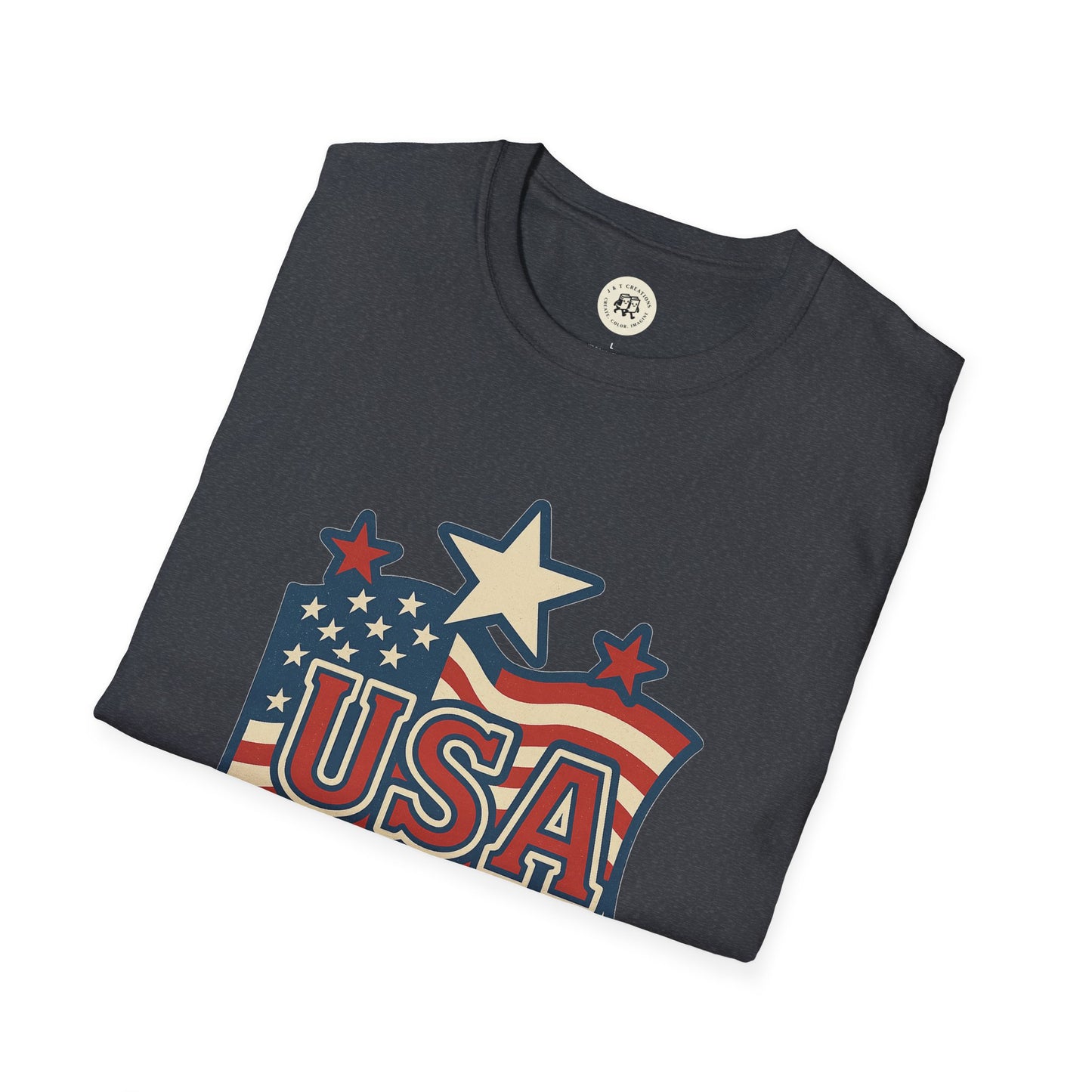 USA Flag T-Shirt with Retro Star Design