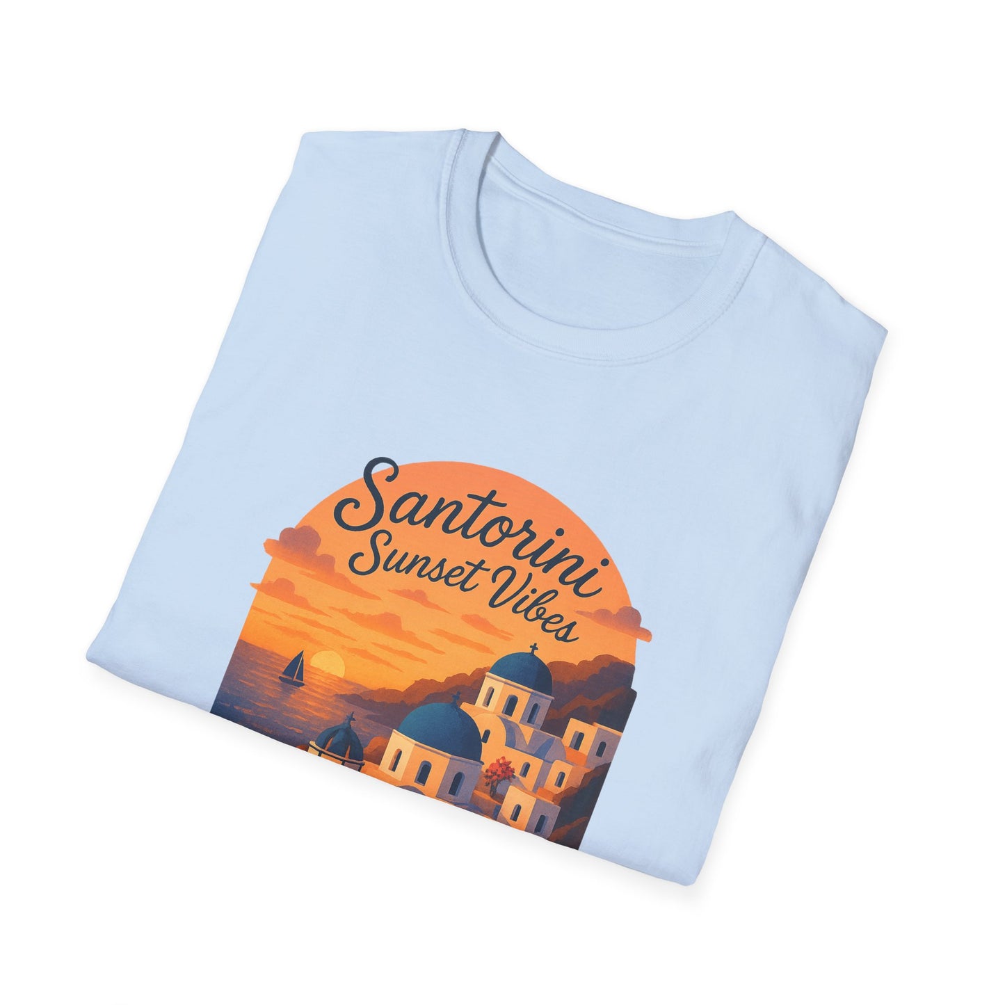 Santorini Sunset T-Shirt | Greece Mediterranean Travel Shirt | Greek Island Summer Tee | Coastal Graphic | Wanderlust Gift
