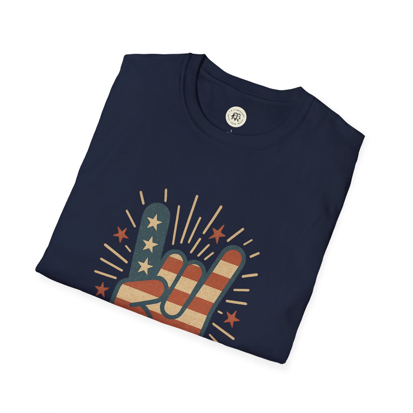 Patriotic Rock T-Shirt with American Flag Design