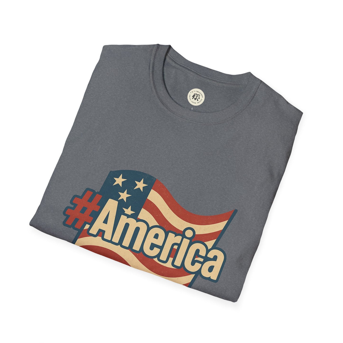 Fourth of July America T-Shirt with Flag Design
