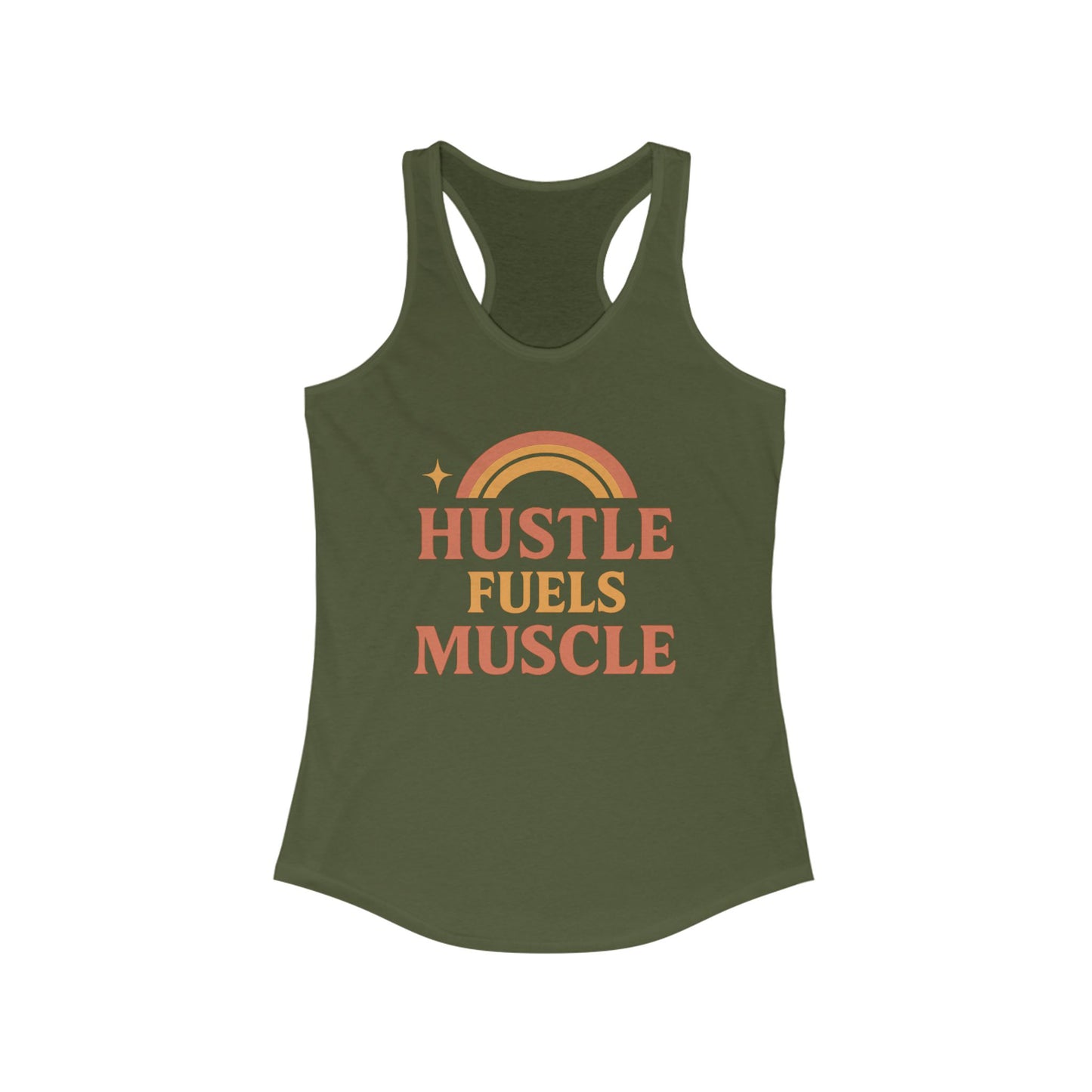 Hustle Fuels Muscle Racerback Tank | Fitness Top, Workout Shirt, Motivational Activewear, Casual Summer Essential, Gift for Gym Lovers