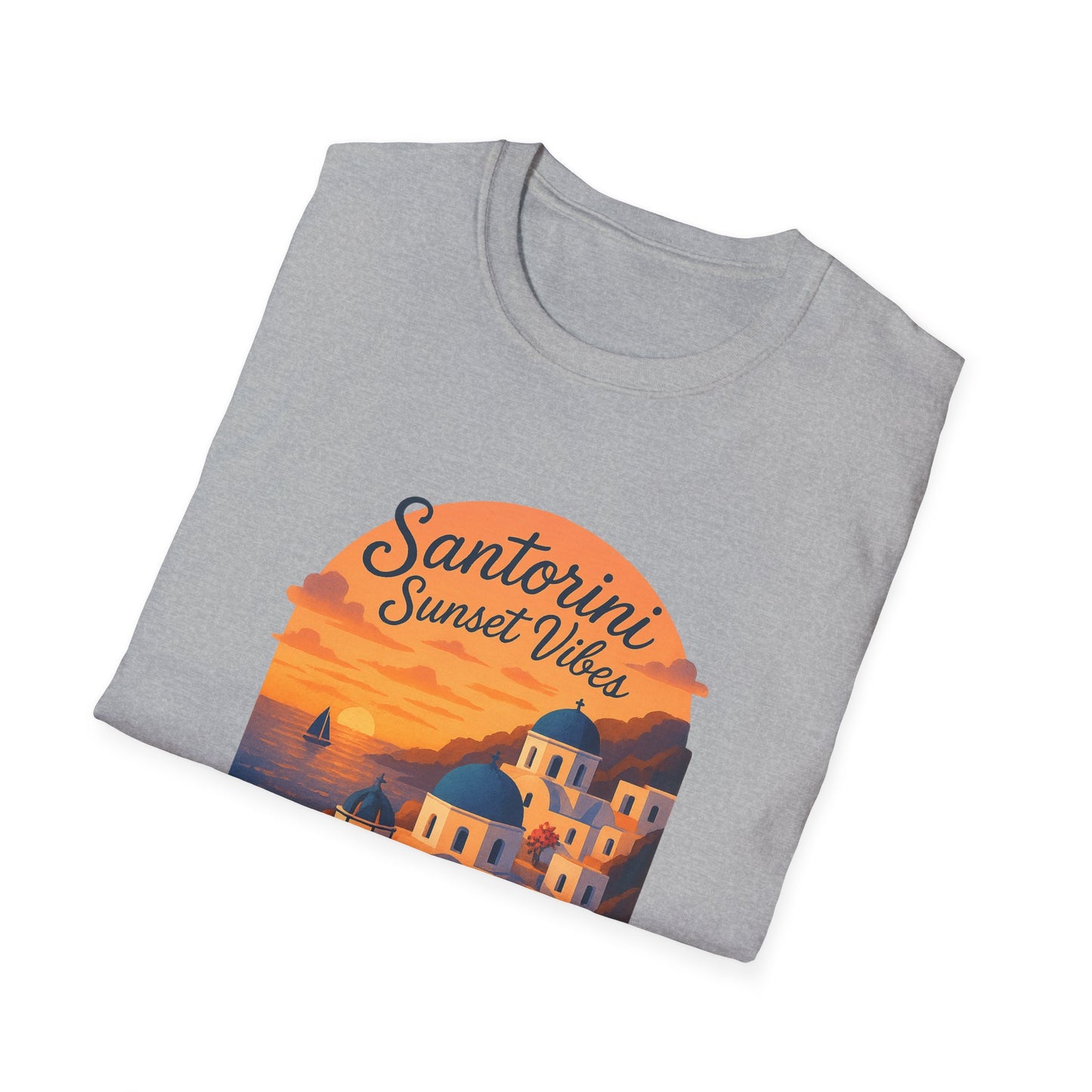 Santorini Sunset T-Shirt | Greece Mediterranean Travel Shirt | Greek Island Summer Tee | Coastal Graphic | Wanderlust Gift