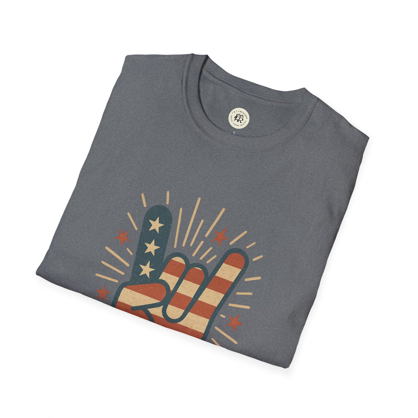 Patriotic Rock T-Shirt with American Flag Design