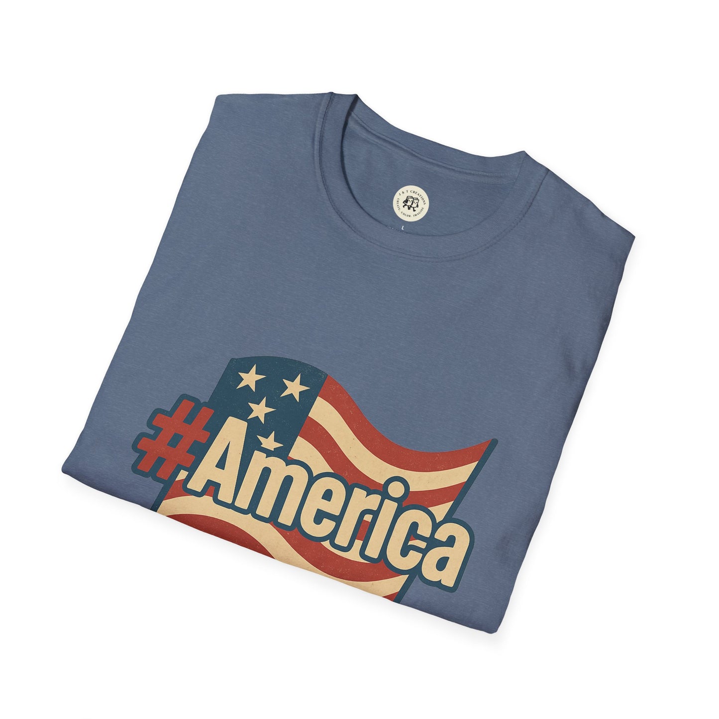 Fourth of July America T-Shirt with Flag Design