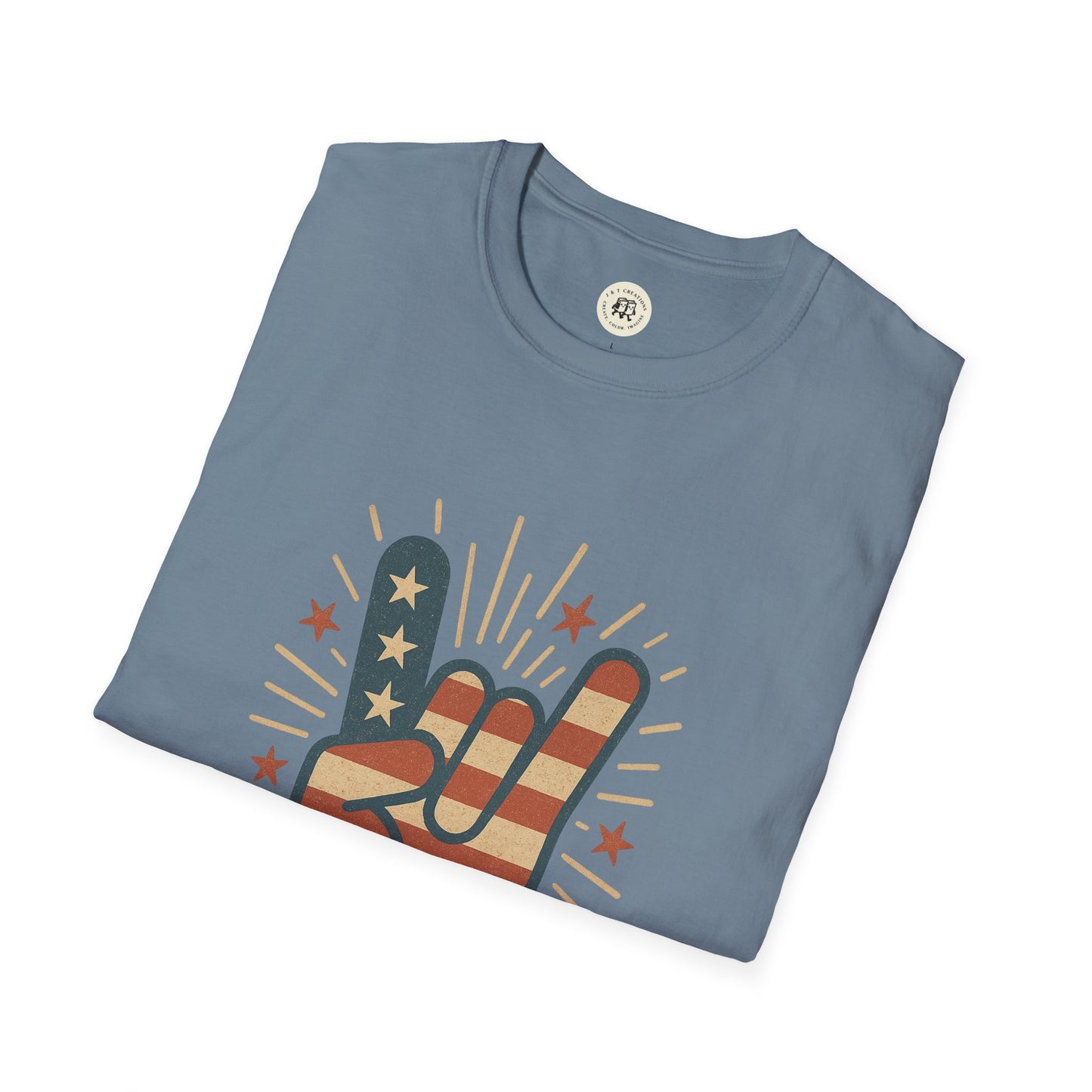 Patriotic Rock T-Shirt with American Flag Design