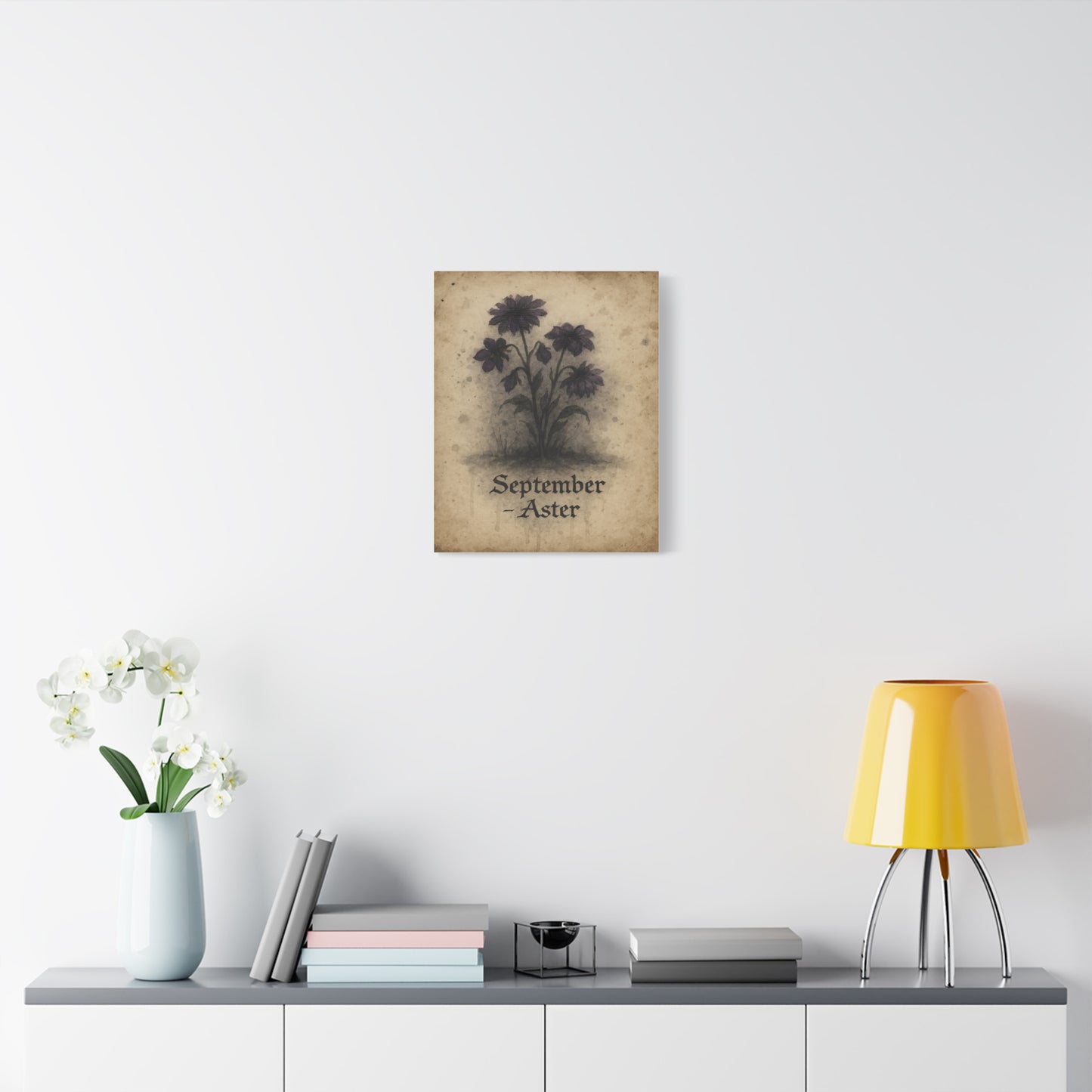 Haunted September Birth Flower, Birthday Gift, Stretched Matte Decor, 25 Inch