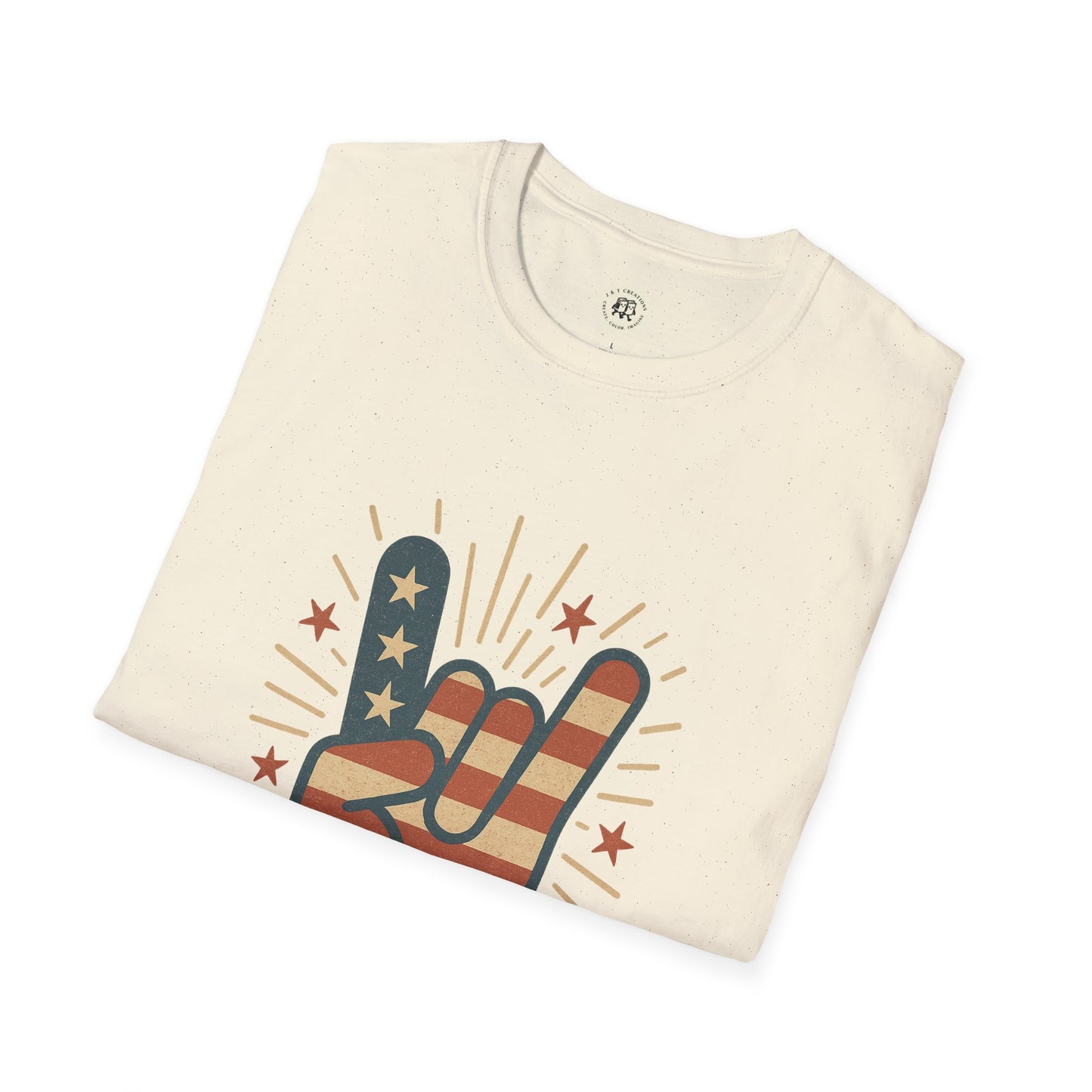 Patriotic Rock T-Shirt with American Flag Design