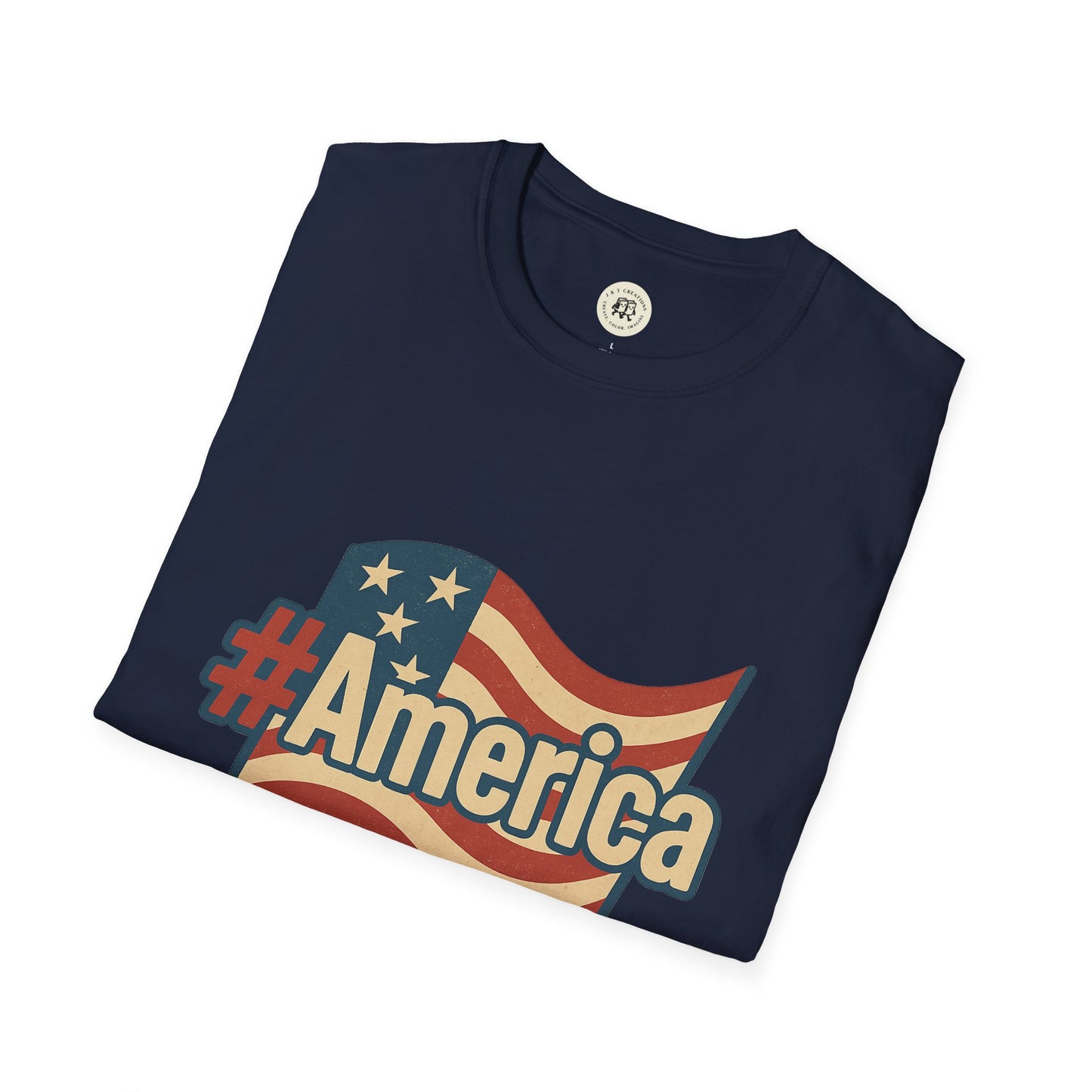Fourth of July America T-Shirt with Flag Design